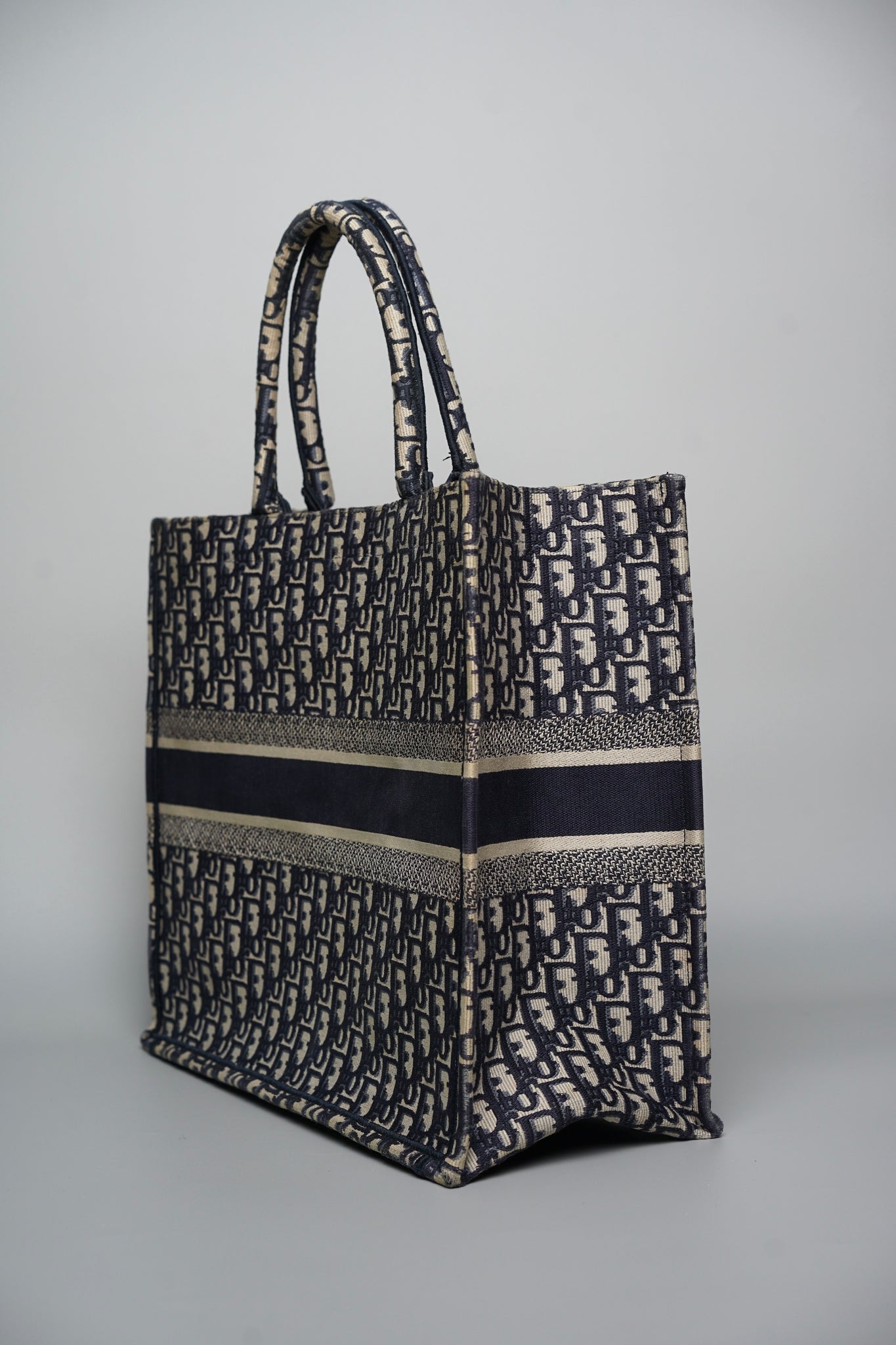 Large Dior Book Tote in Blue Oblique Jacquard