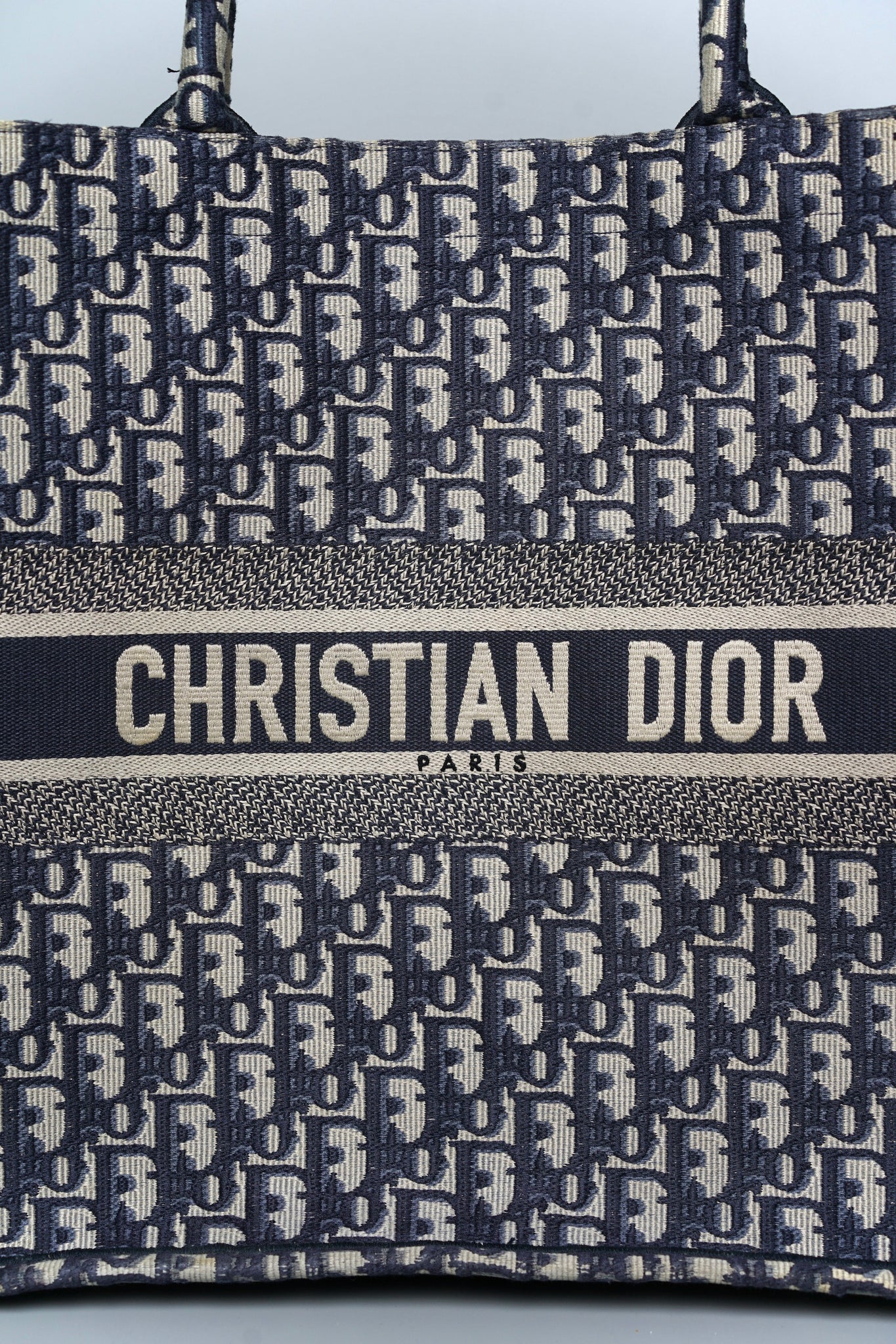 Large Dior Book Tote in Blue Oblique Jacquard