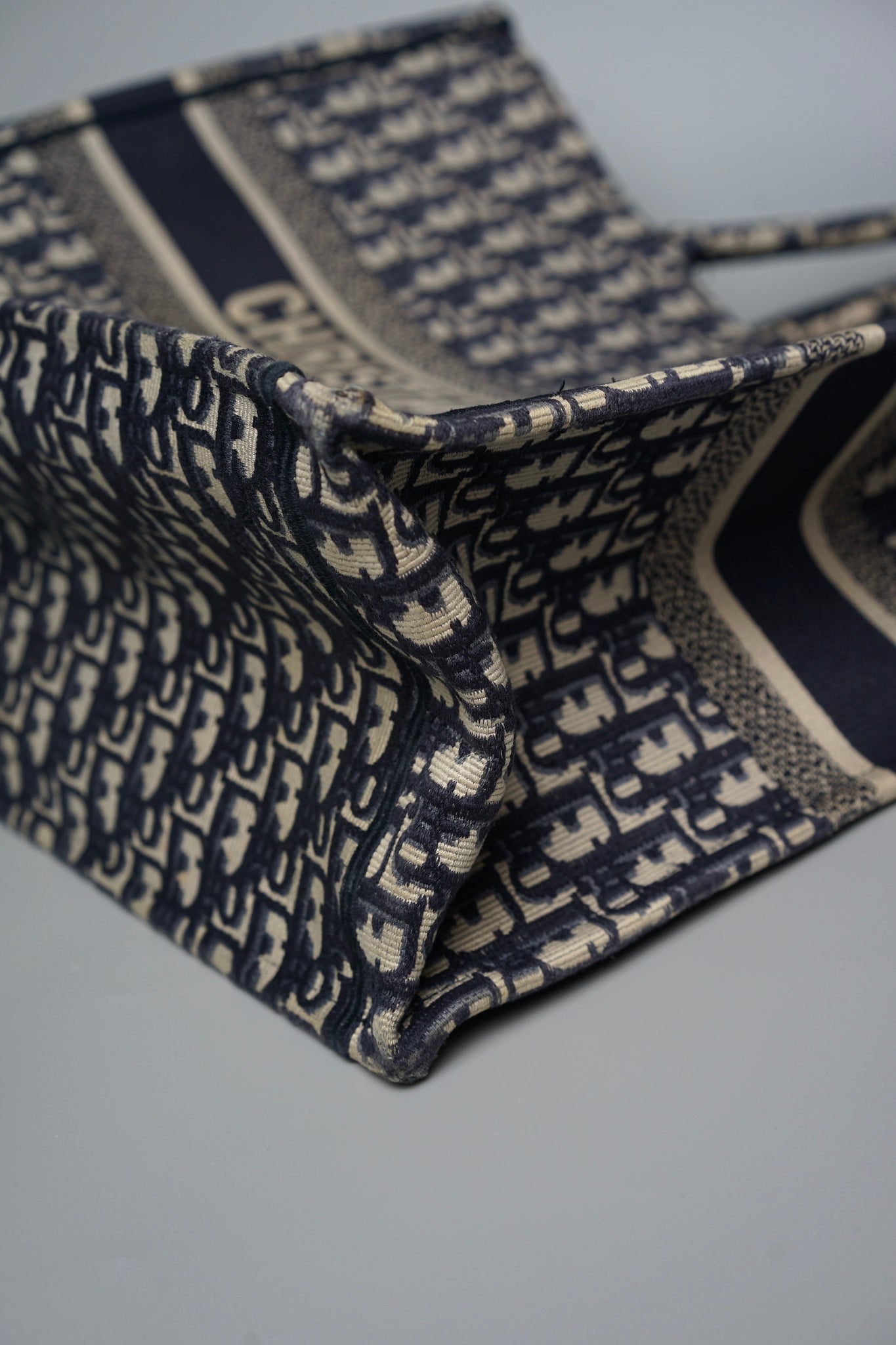 Large Dior Book Tote in Blue Oblique Jacquard