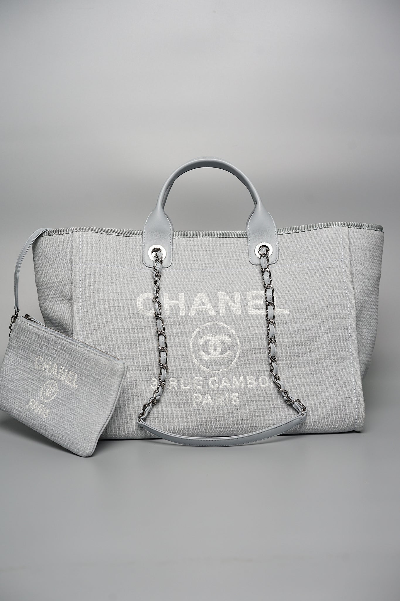 Chanel Deauville Medium Shopping Tote in Light Blue Shw