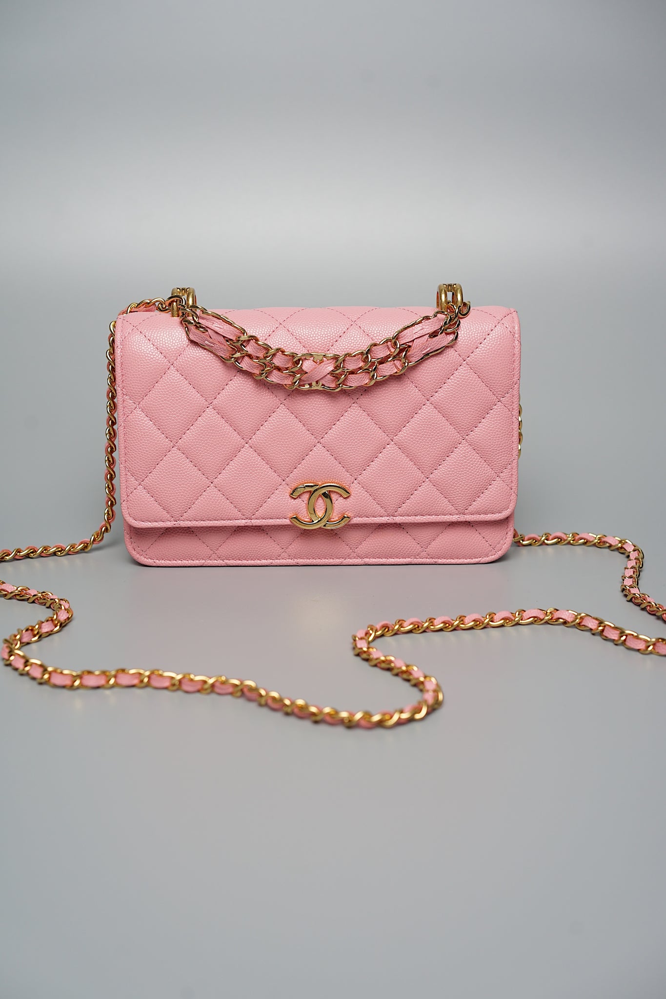 Chanel Wallet On Chain with Handle in Pink Lghw