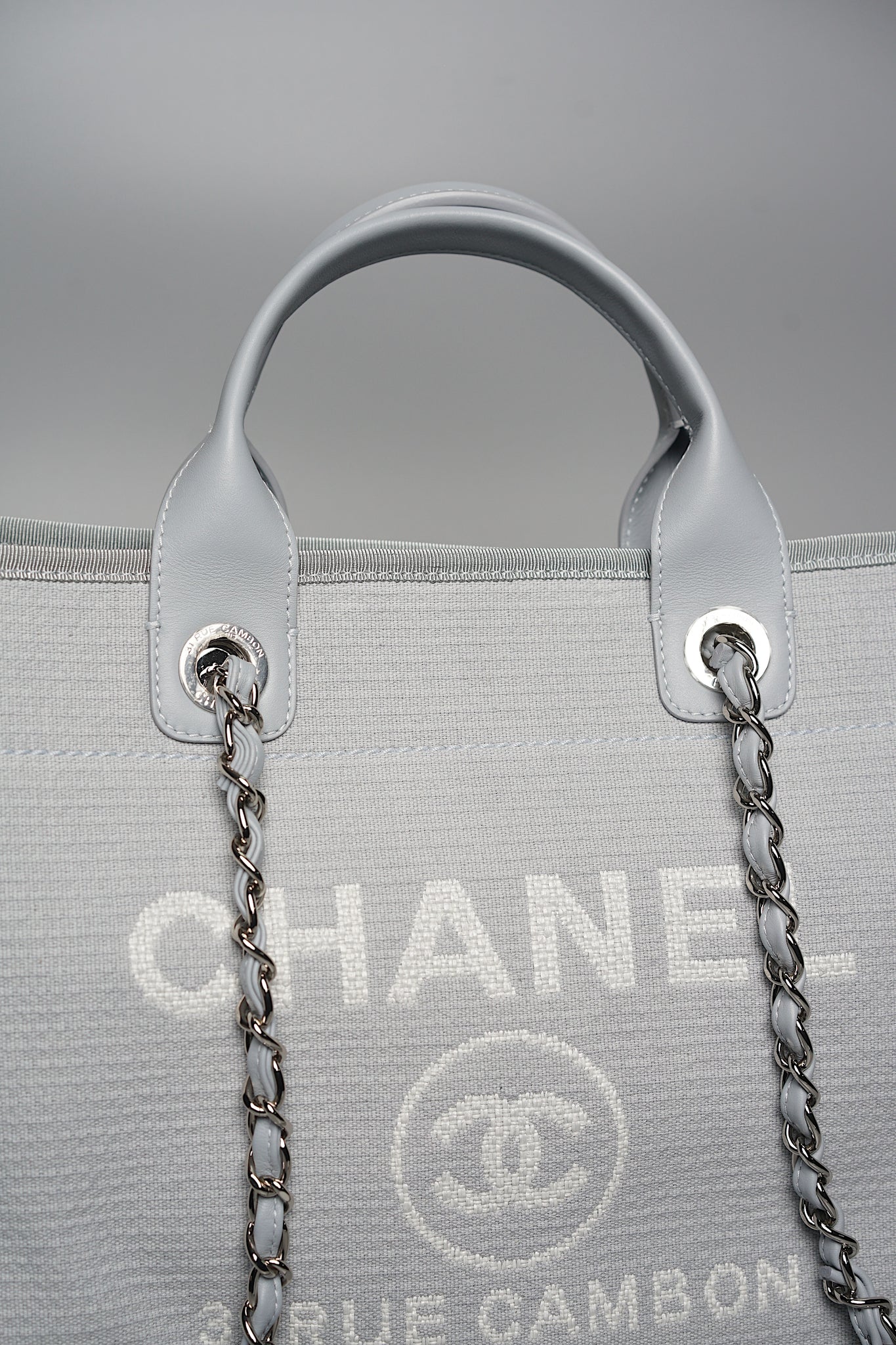 Chanel Deauville Medium Shopping Tote in Light Blue Shw