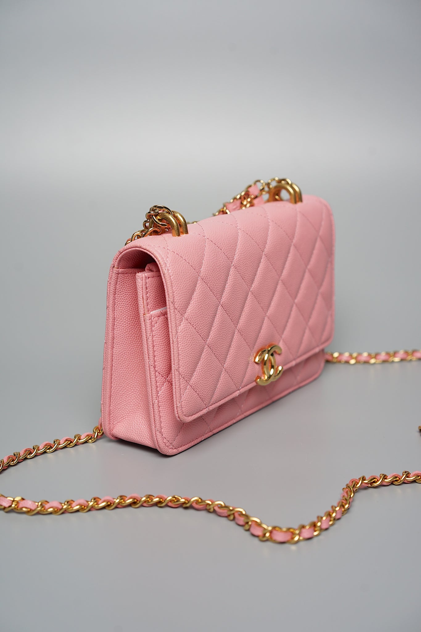 Chanel Wallet On Chain with Handle in Pink Lghw