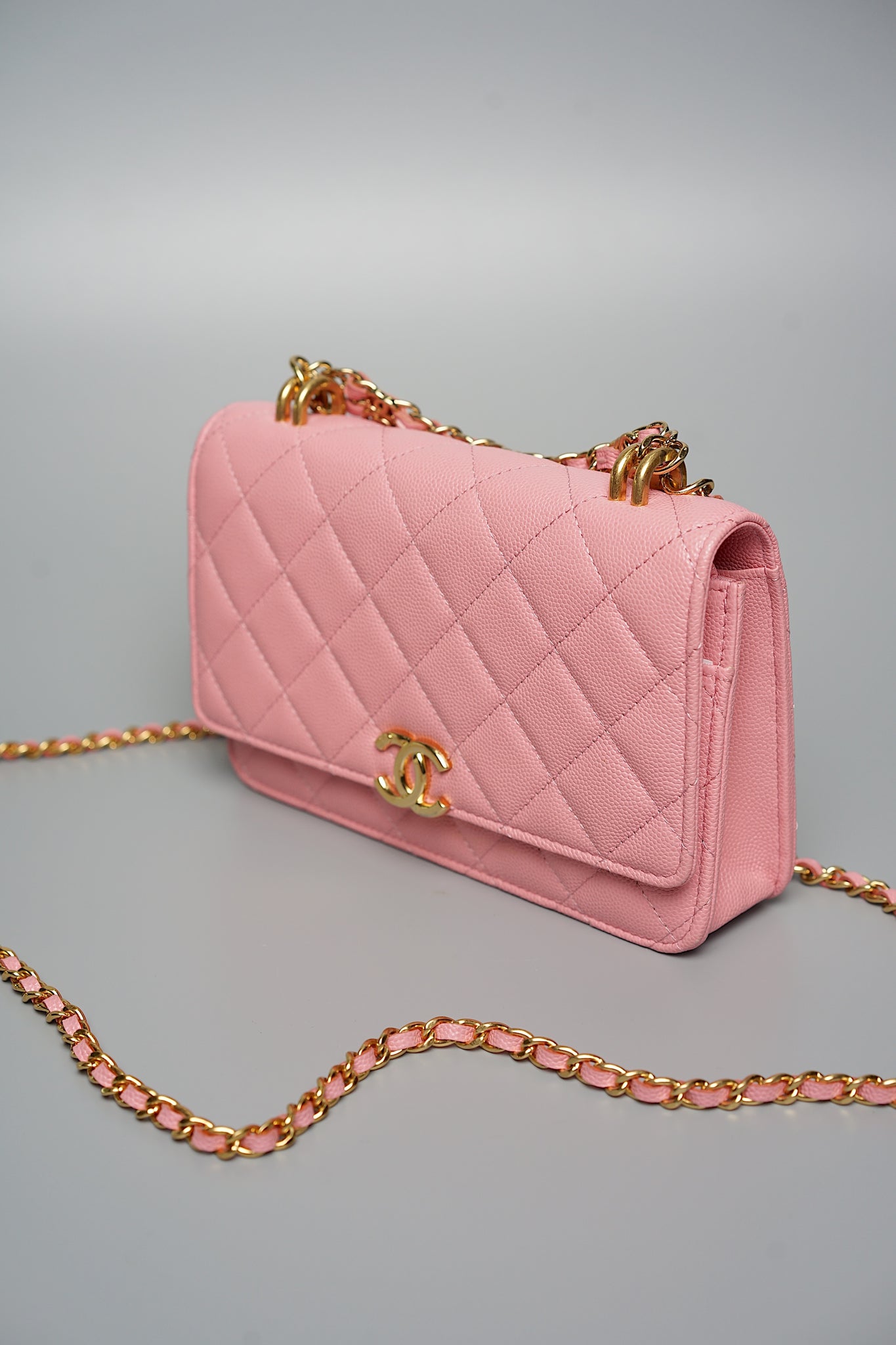Chanel Wallet On Chain with Handle in Pink Lghw