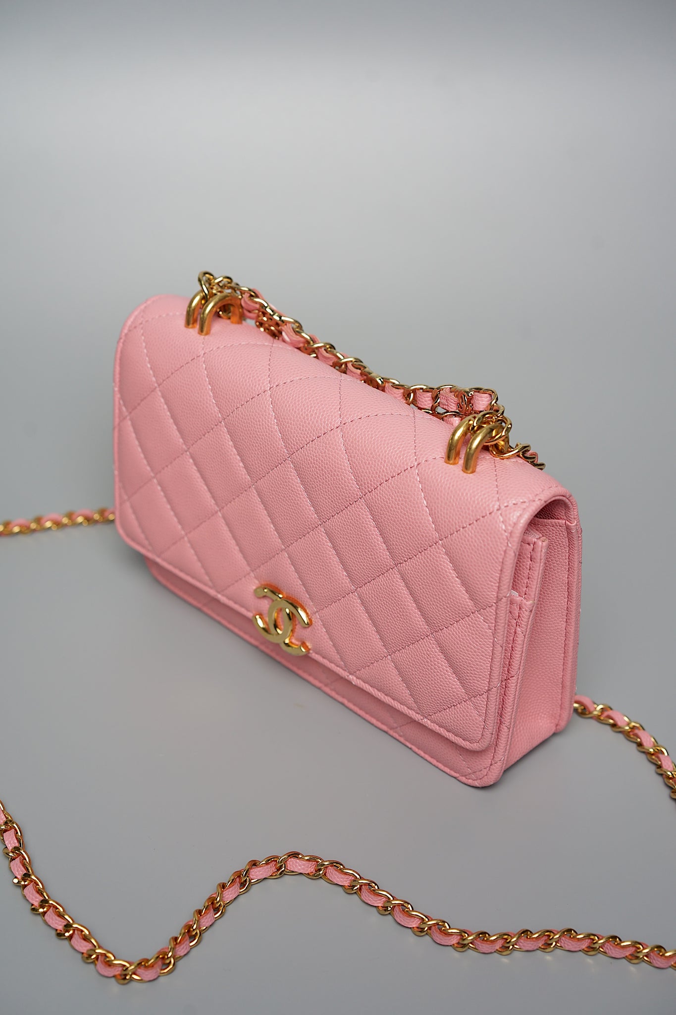 Chanel Wallet On Chain with Handle in Pink Lghw