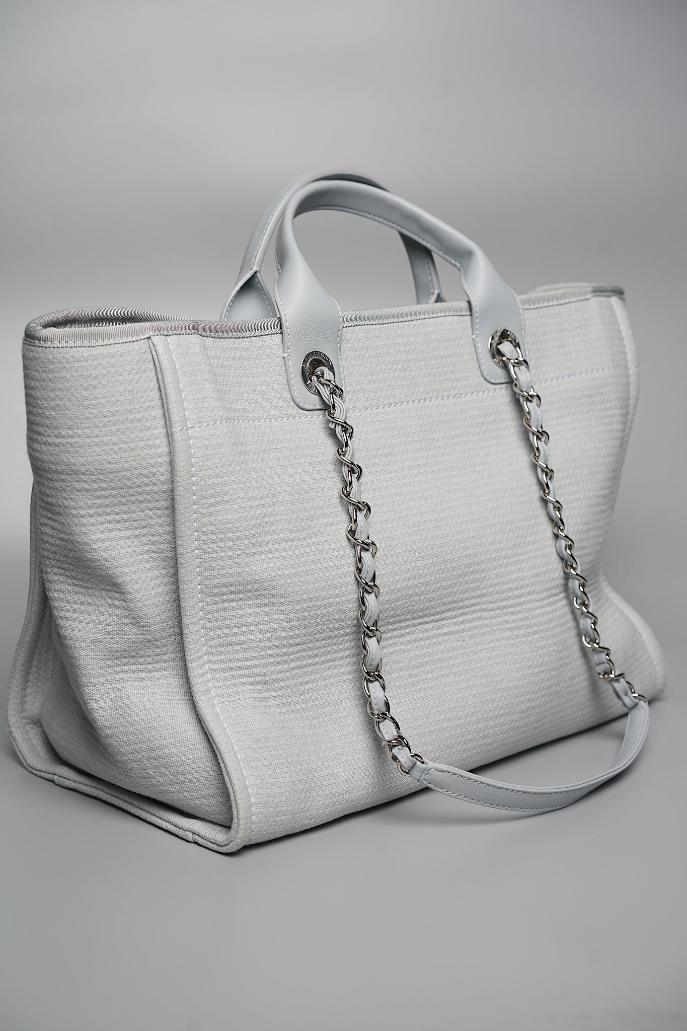 Chanel Deauville Medium Shopping Tote in Light Blue Shw