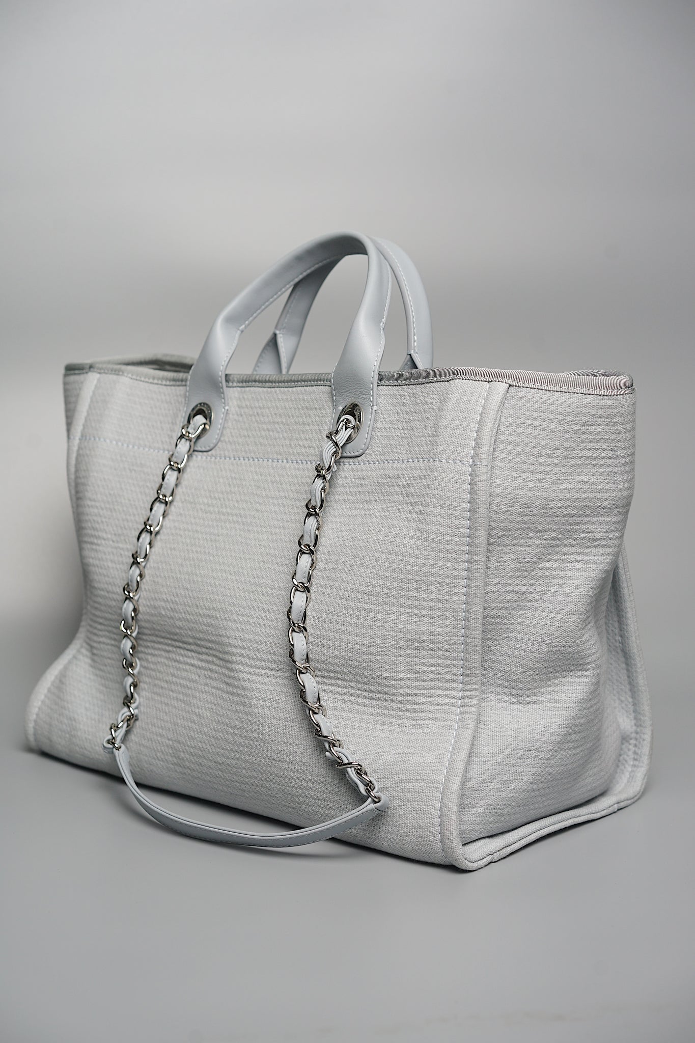 Chanel Deauville Medium Shopping Tote in Light Blue Shw