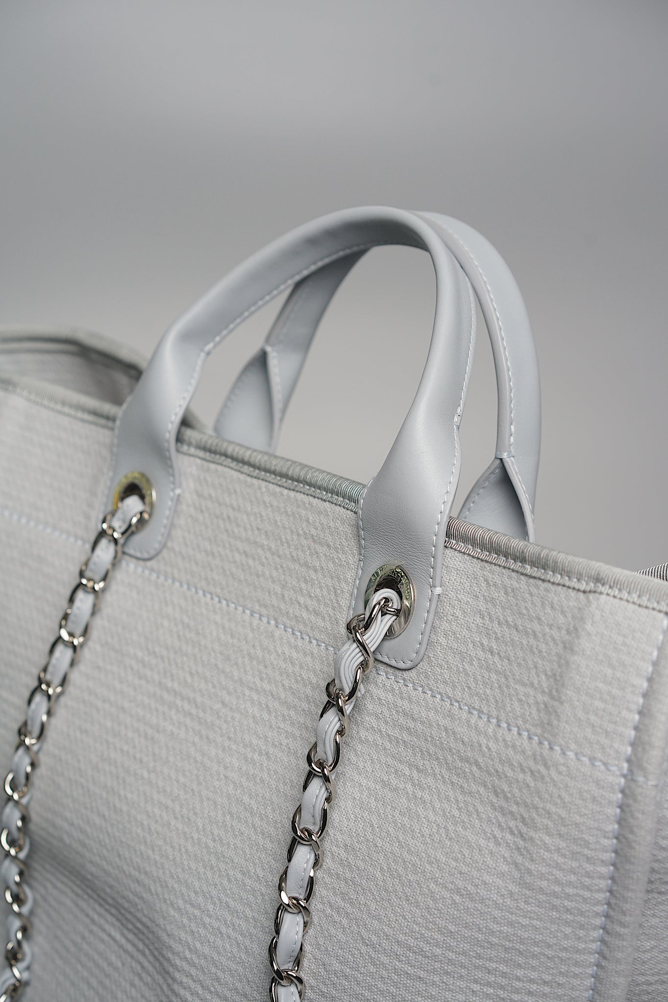 Chanel Deauville Medium Shopping Tote in Light Blue Shw