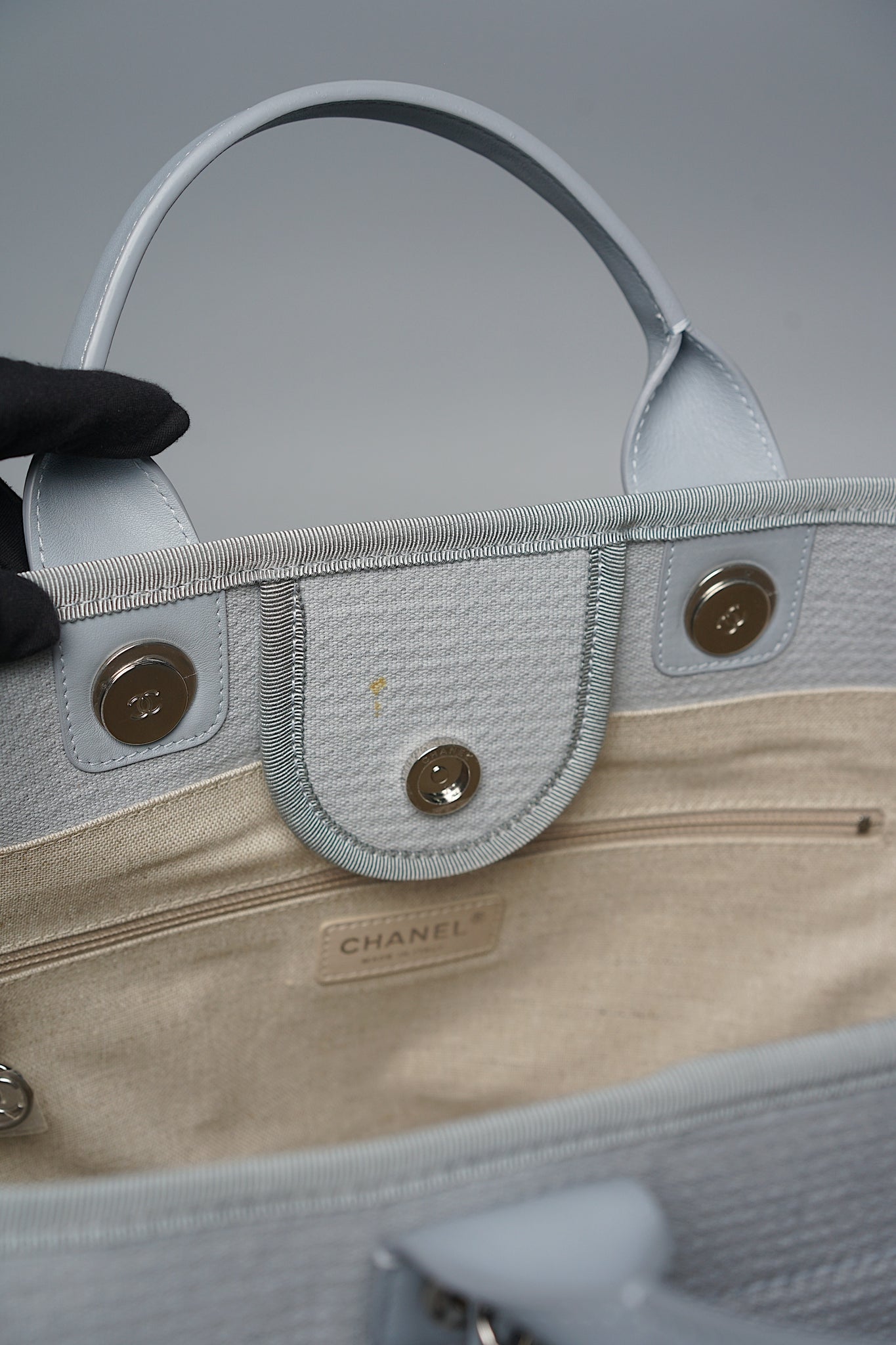 Chanel Deauville Medium Shopping Tote in Light Blue Shw