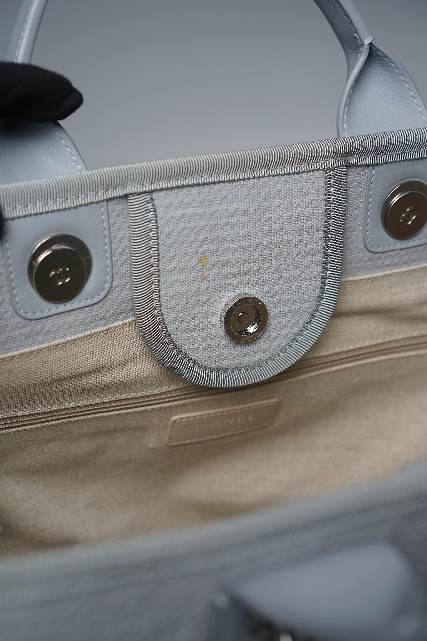 Chanel Deauville Medium Shopping Tote in Light Blue Shw
