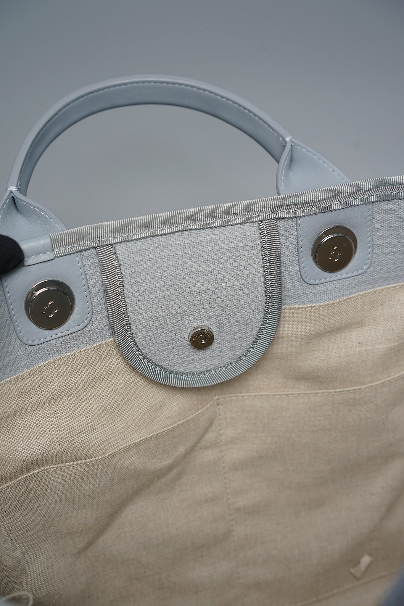 Chanel Deauville Medium Shopping Tote in Light Blue Shw