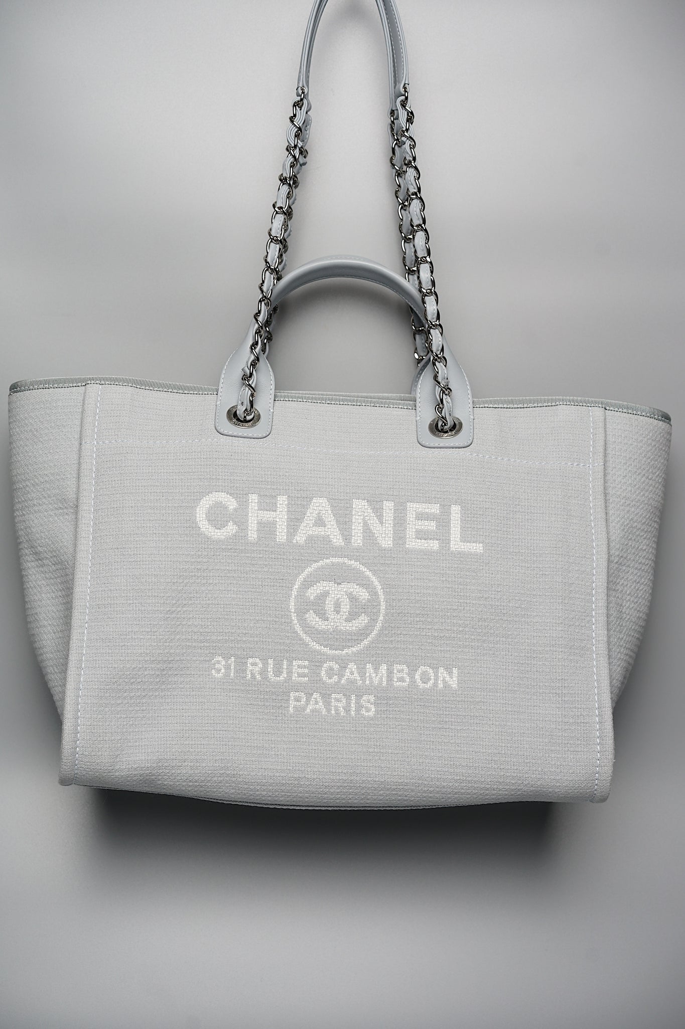 Chanel Deauville Medium Shopping Tote in Light Blue Shw