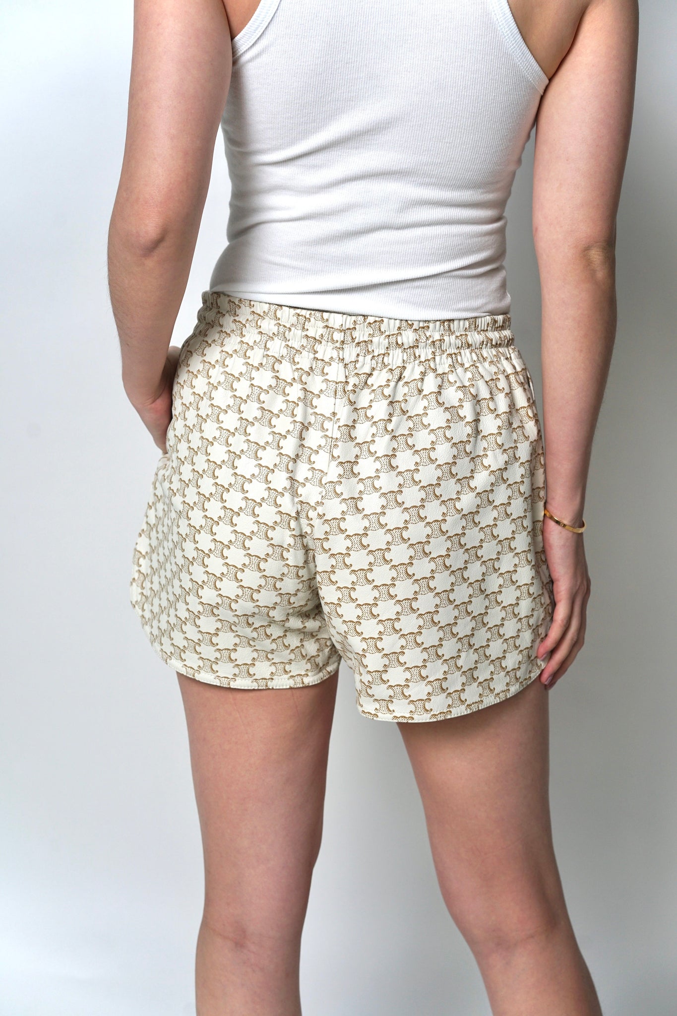Celine Triomphe Monogram Lambskin Shorts in Size 40 (Brand New)