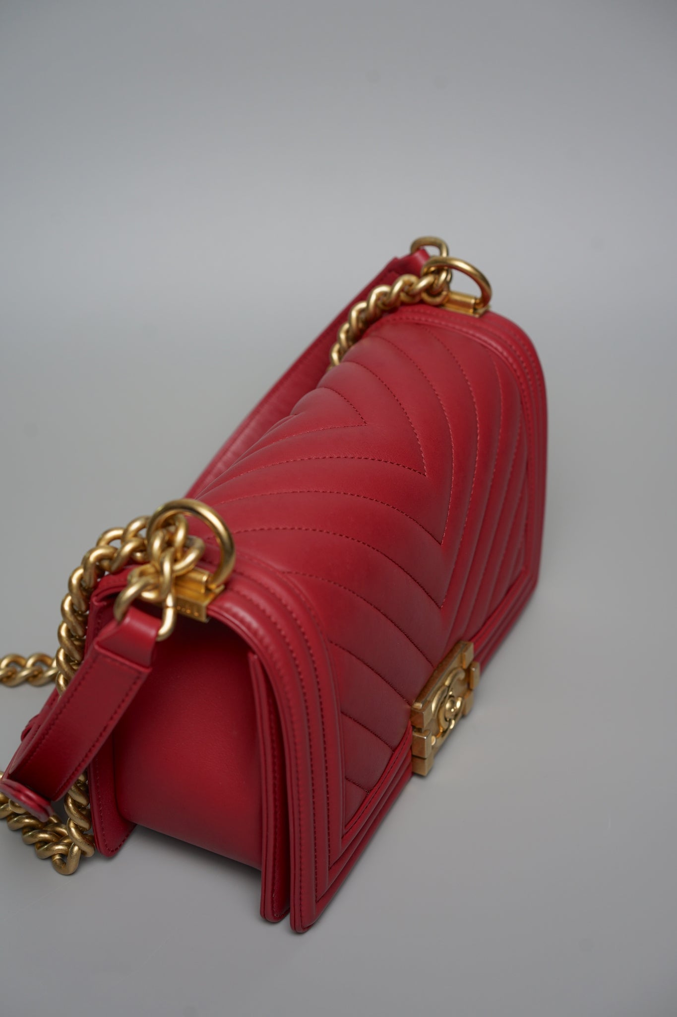 Boy Chanel Chevron in Burgundy Lambskin Bghw
