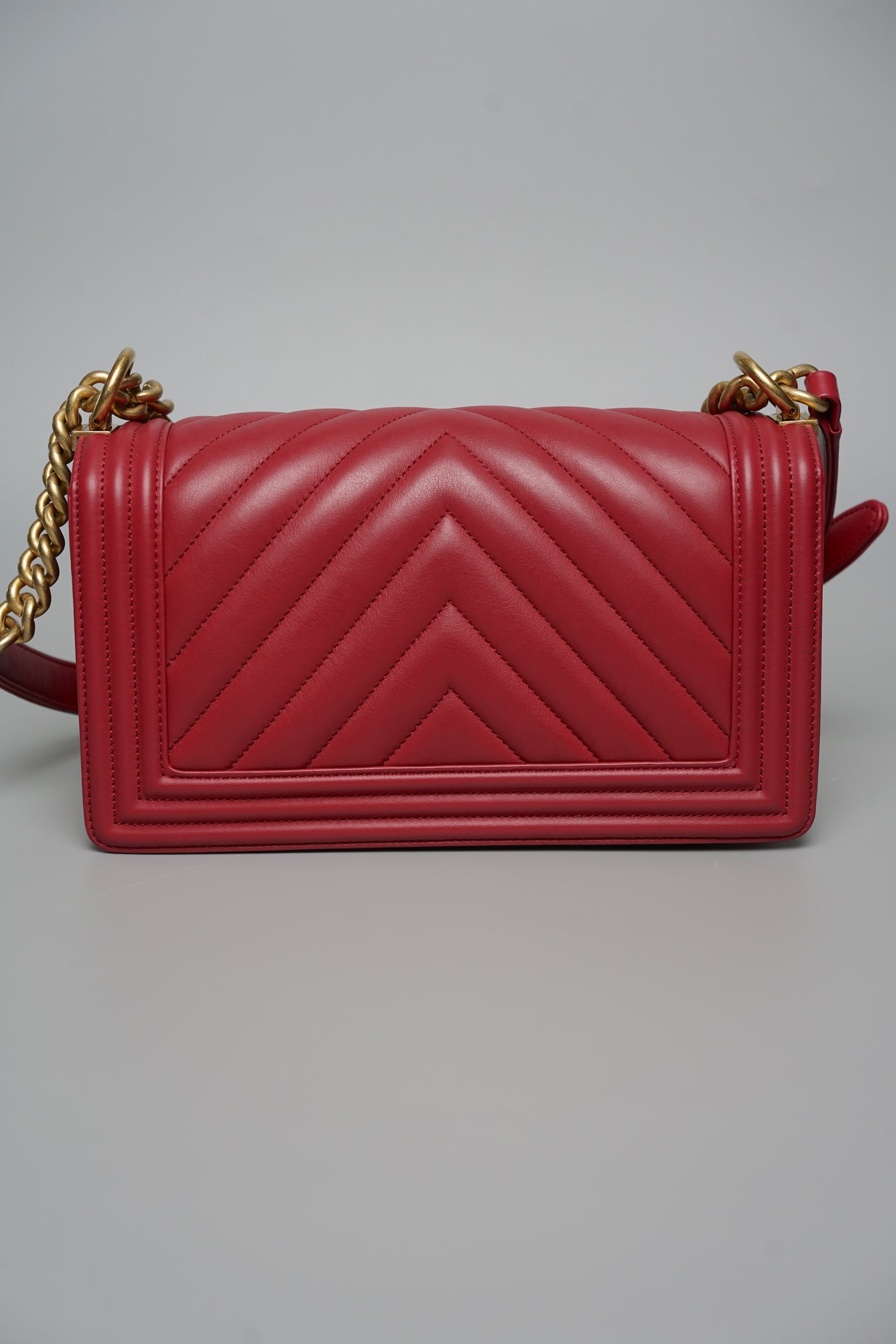 Boy Chanel Chevron in Burgundy Lambskin Bghw