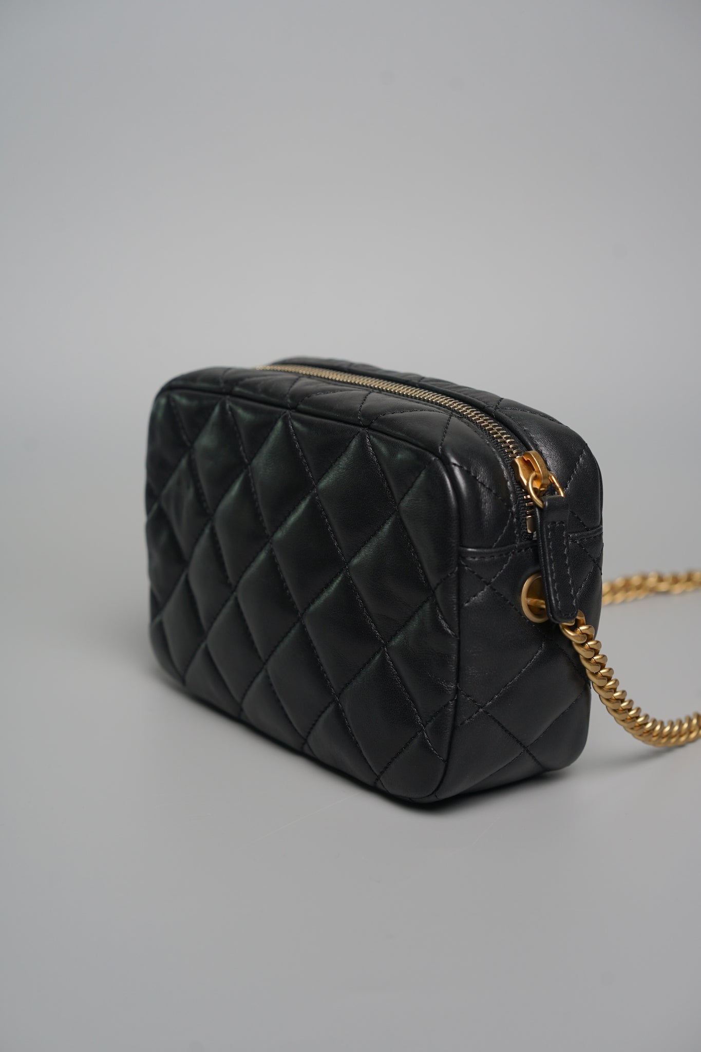 Chanel CC Camera Pearl Crush Bag in Black Lambskin Bghw