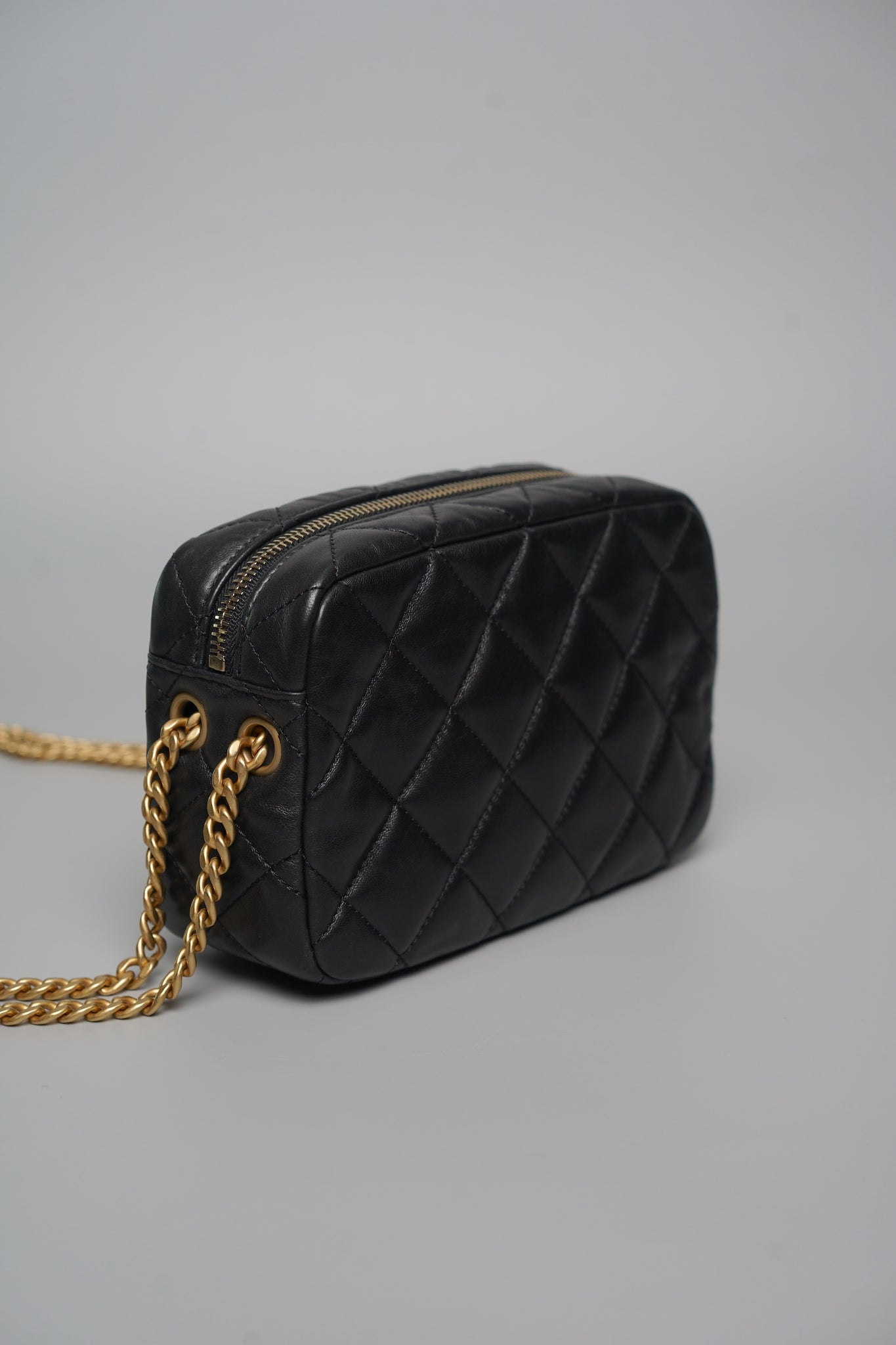 Chanel CC Camera Pearl Crush Bag in Black Lambskin Bghw