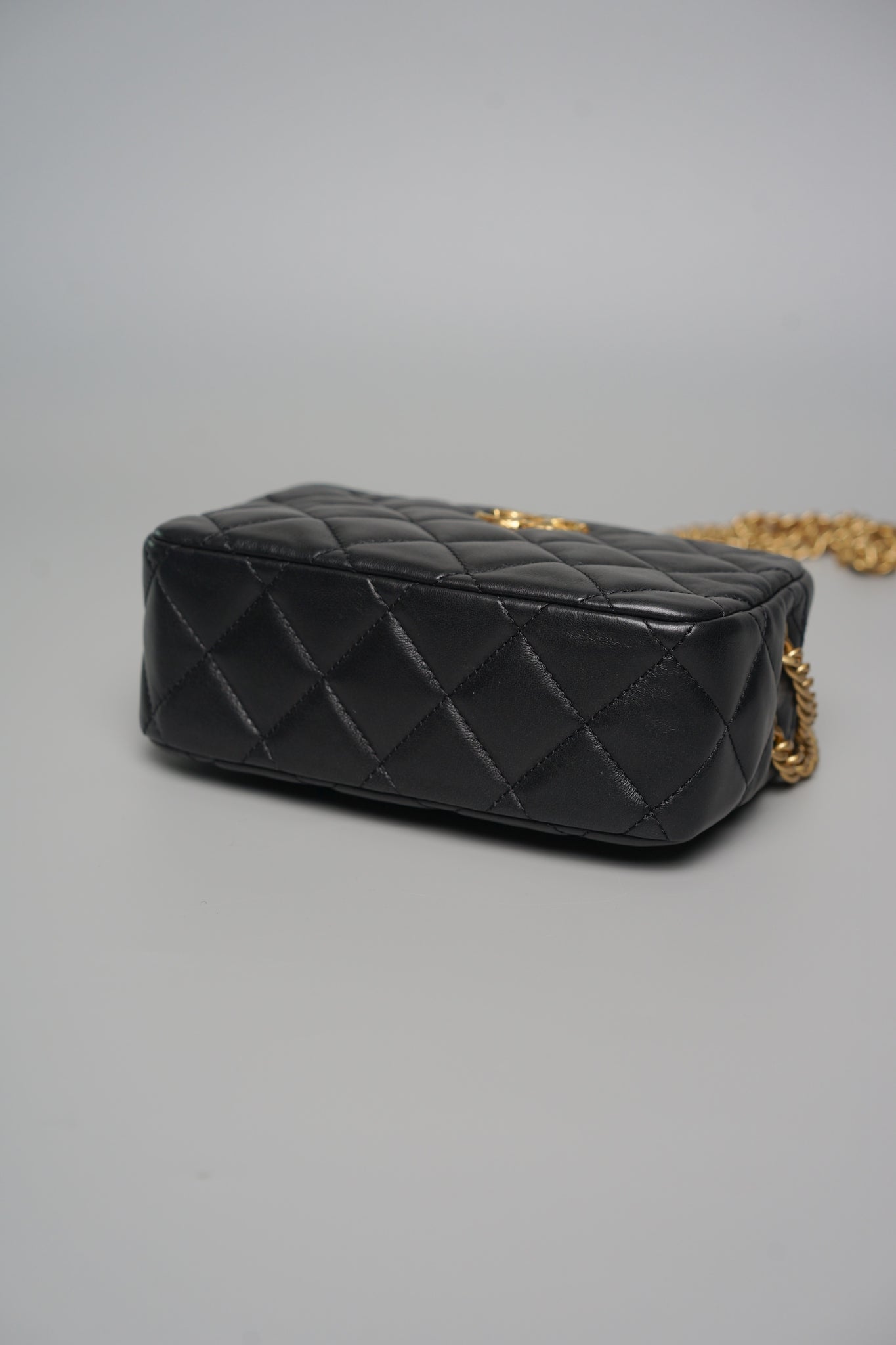 Chanel CC Camera Pearl Crush Bag in Black Lambskin Bghw