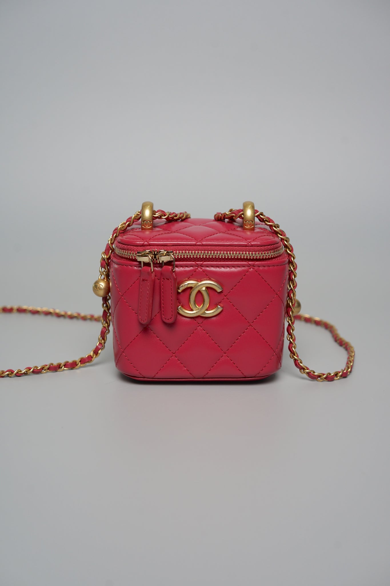 Chanel Mini Vanity Pearl Crush in Fuschia Lambskin Bghw