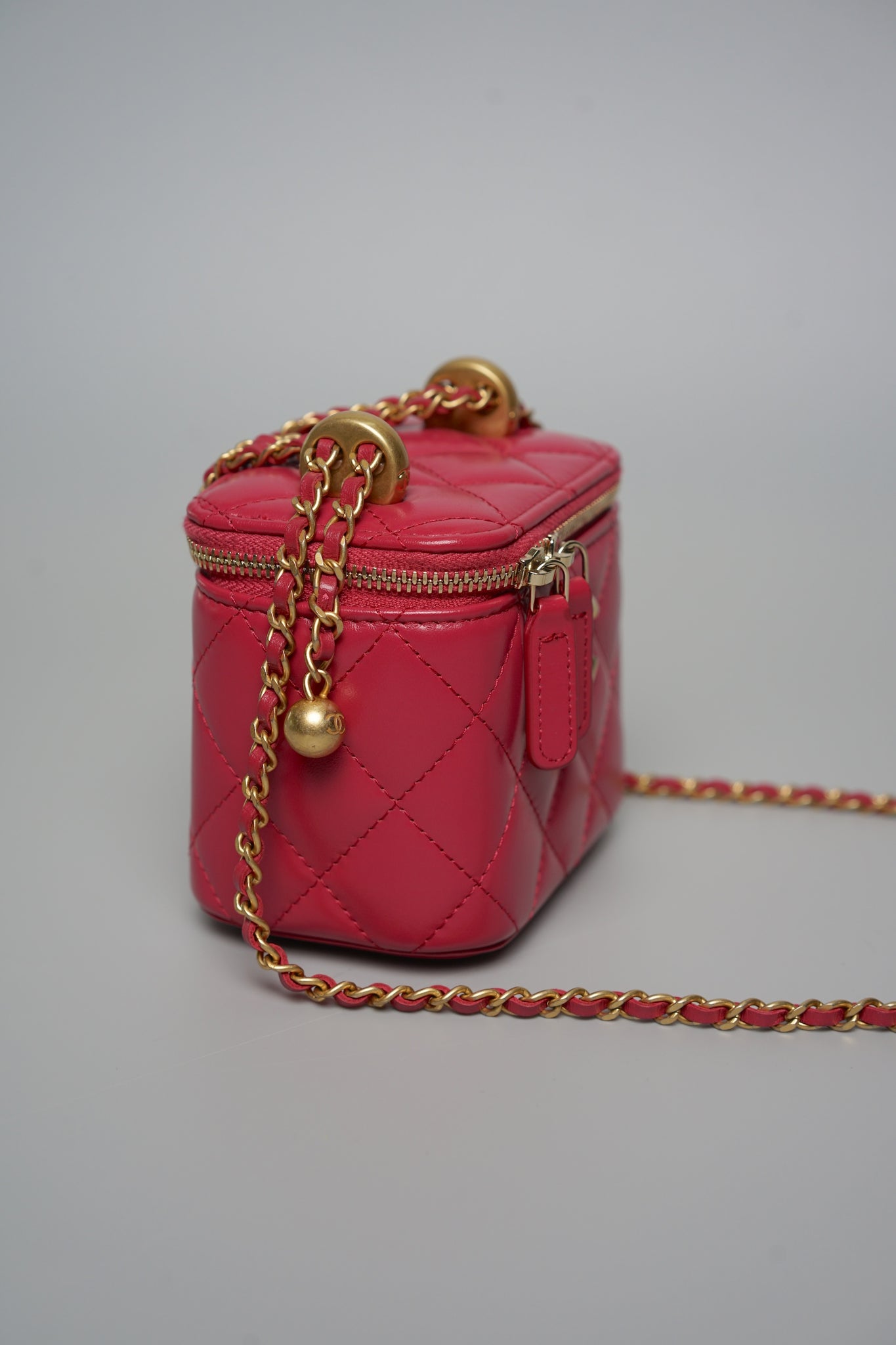 Chanel Mini Vanity Pearl Crush in Fuschia Lambskin Bghw