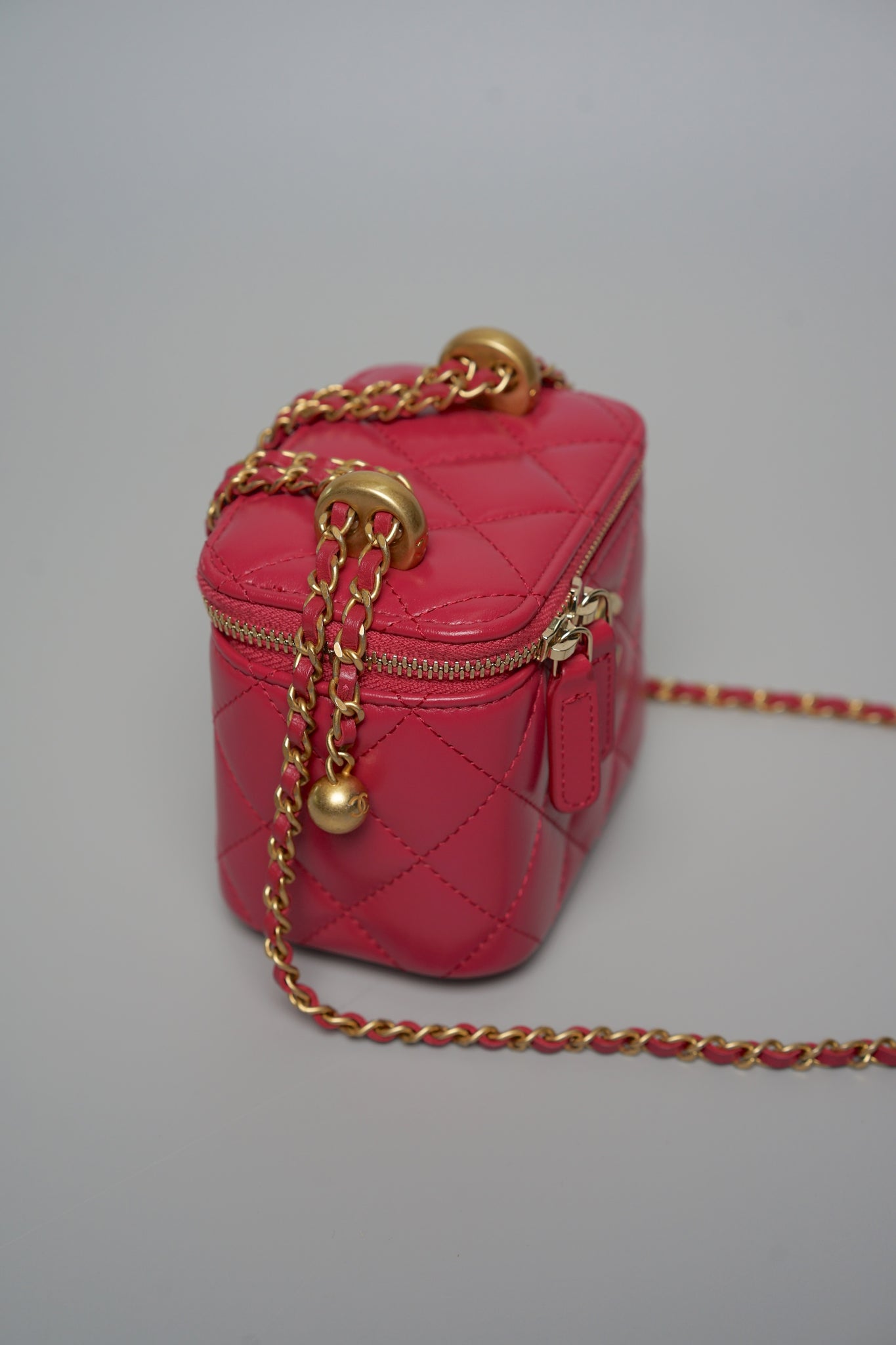 Chanel Mini Vanity Pearl Crush in Fuschia Lambskin Bghw