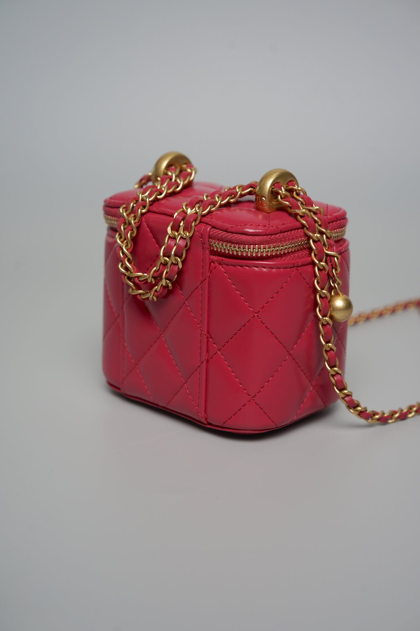 Chanel Mini Vanity Pearl Crush in Fuschia Lambskin Bghw
