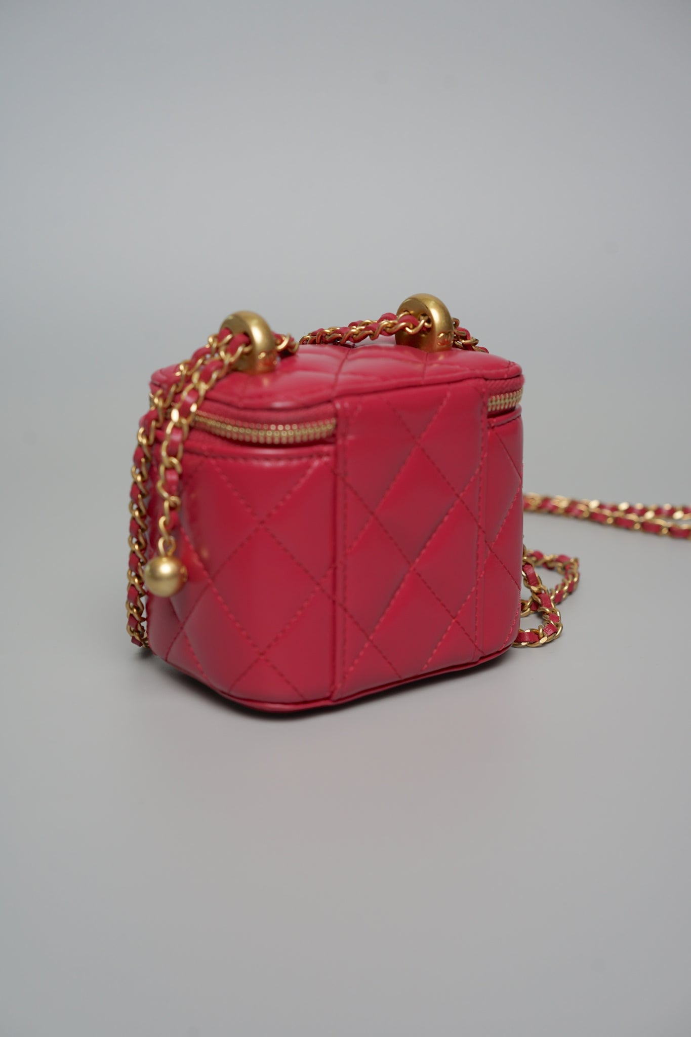 Chanel Mini Vanity Pearl Crush in Fuschia Lambskin Bghw