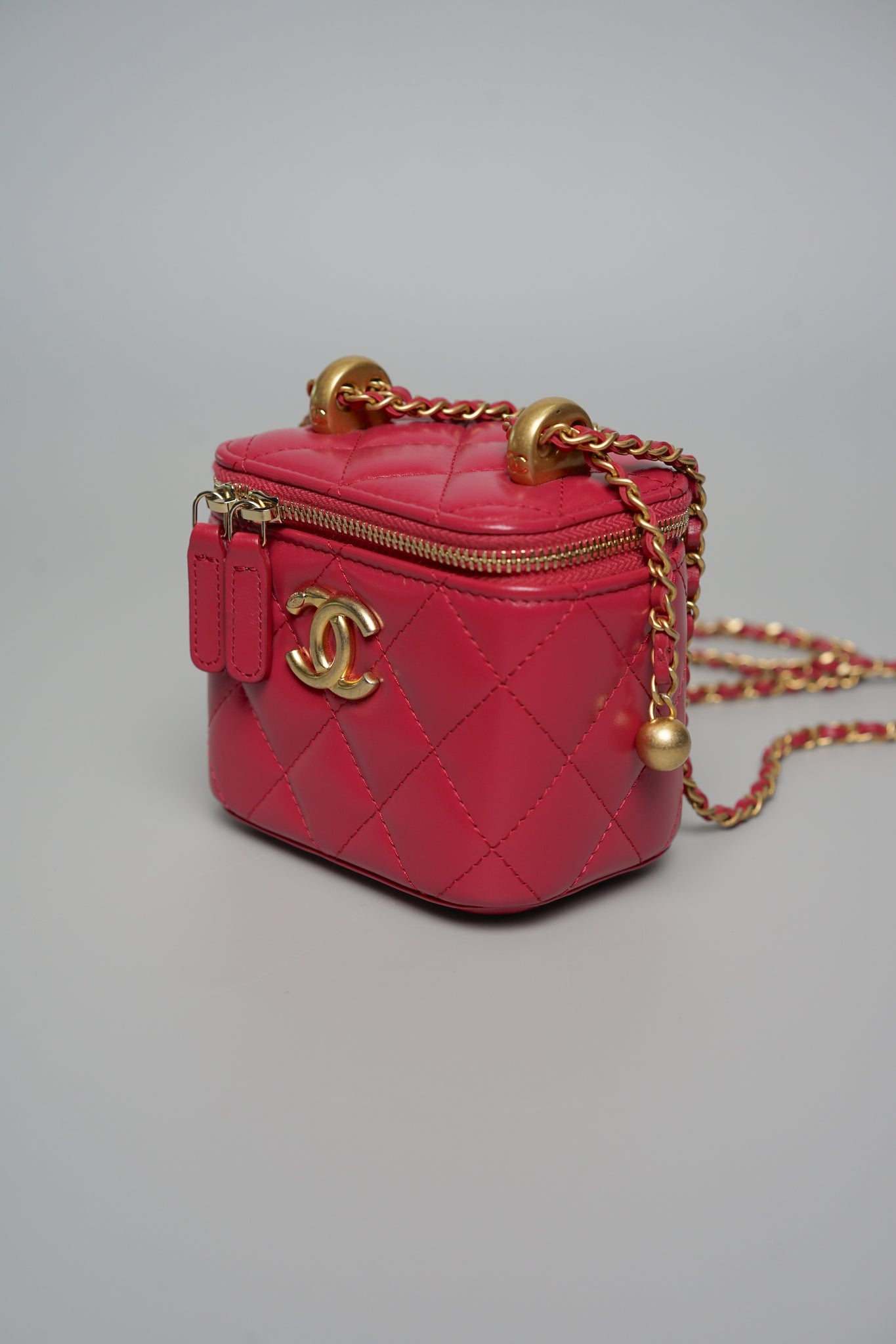 Chanel Mini Vanity Pearl Crush in Fuschia Lambskin Bghw