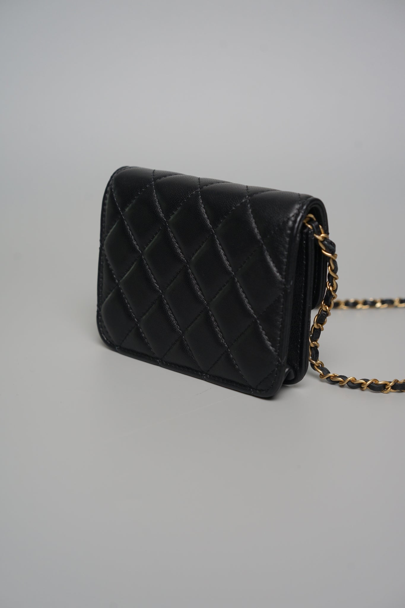 Chanel Pearl Crush Belt Bag in Black Lambskin Bghw (Brand New)