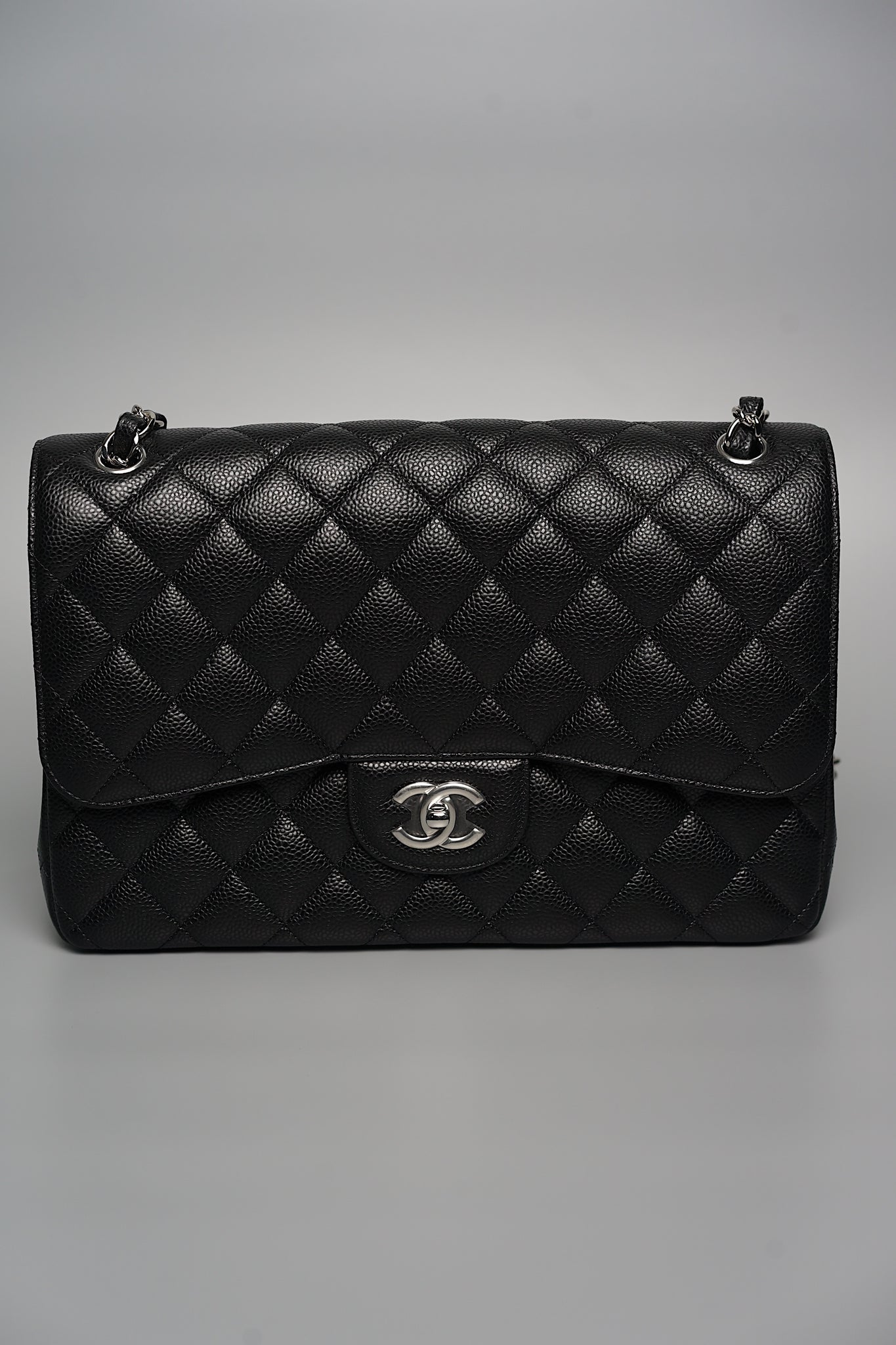 Chanel Classic Double Flap Jumbo in Black Caviar Shw (Brand new)