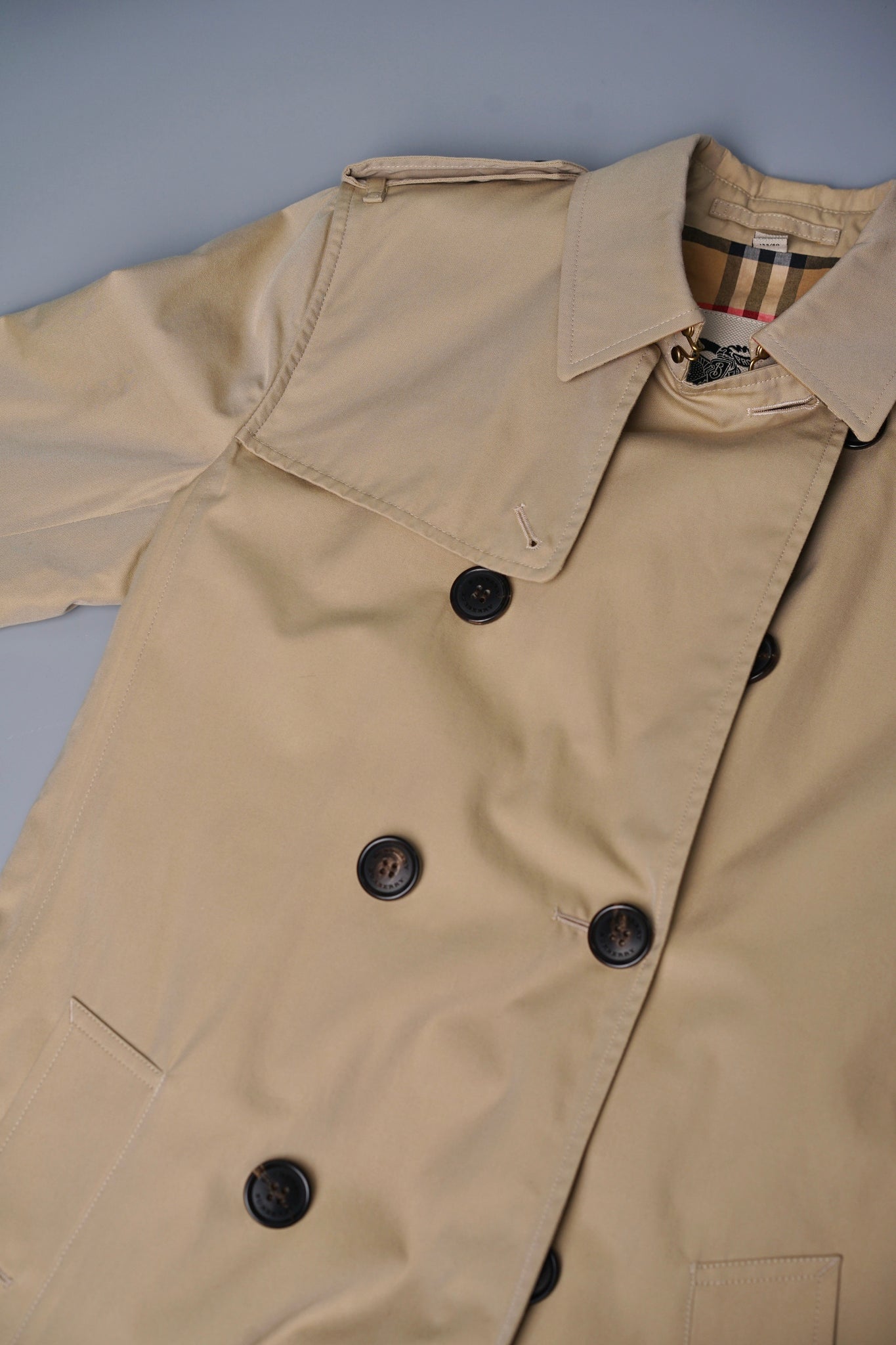 Burberry Gabardine Double-Breasted Trench Coat in Beige