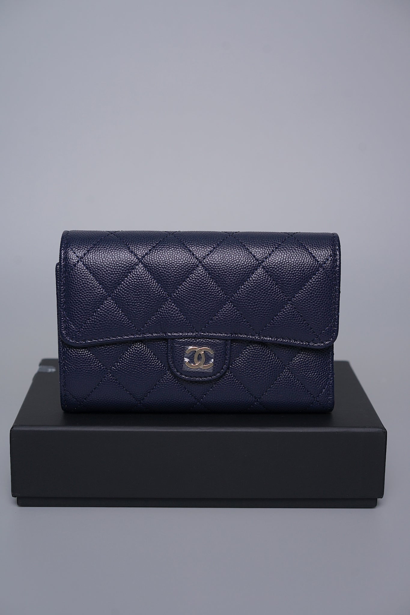 Chanel Timeless Flap Wallet in Navy Caviar Shw
