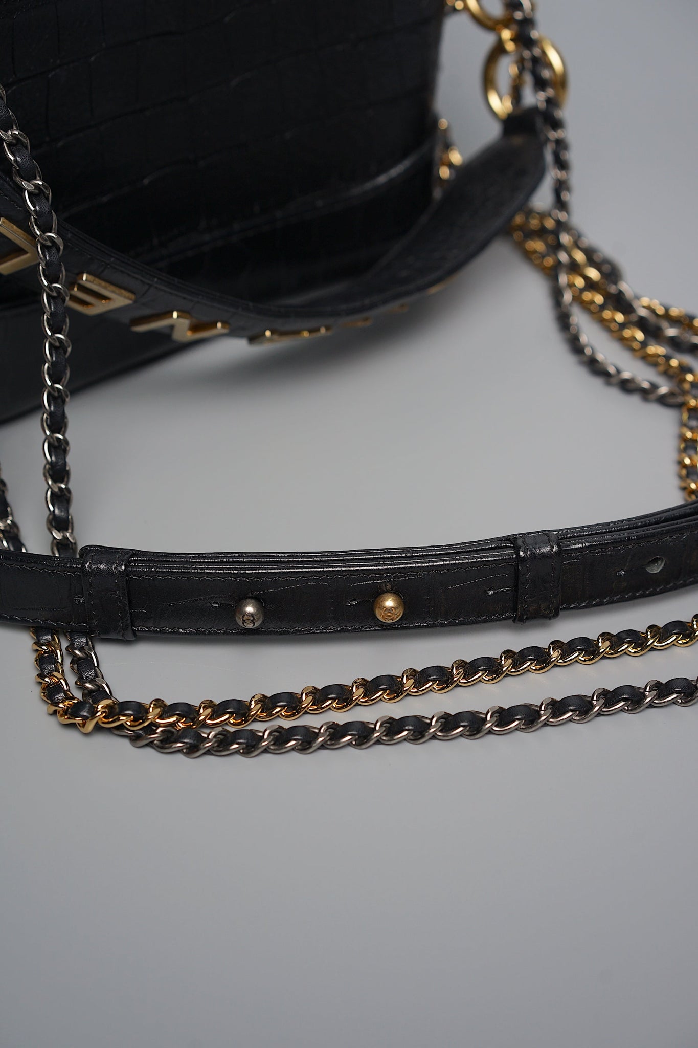 Chanel Gabrielle Small in Black Embossed Croc