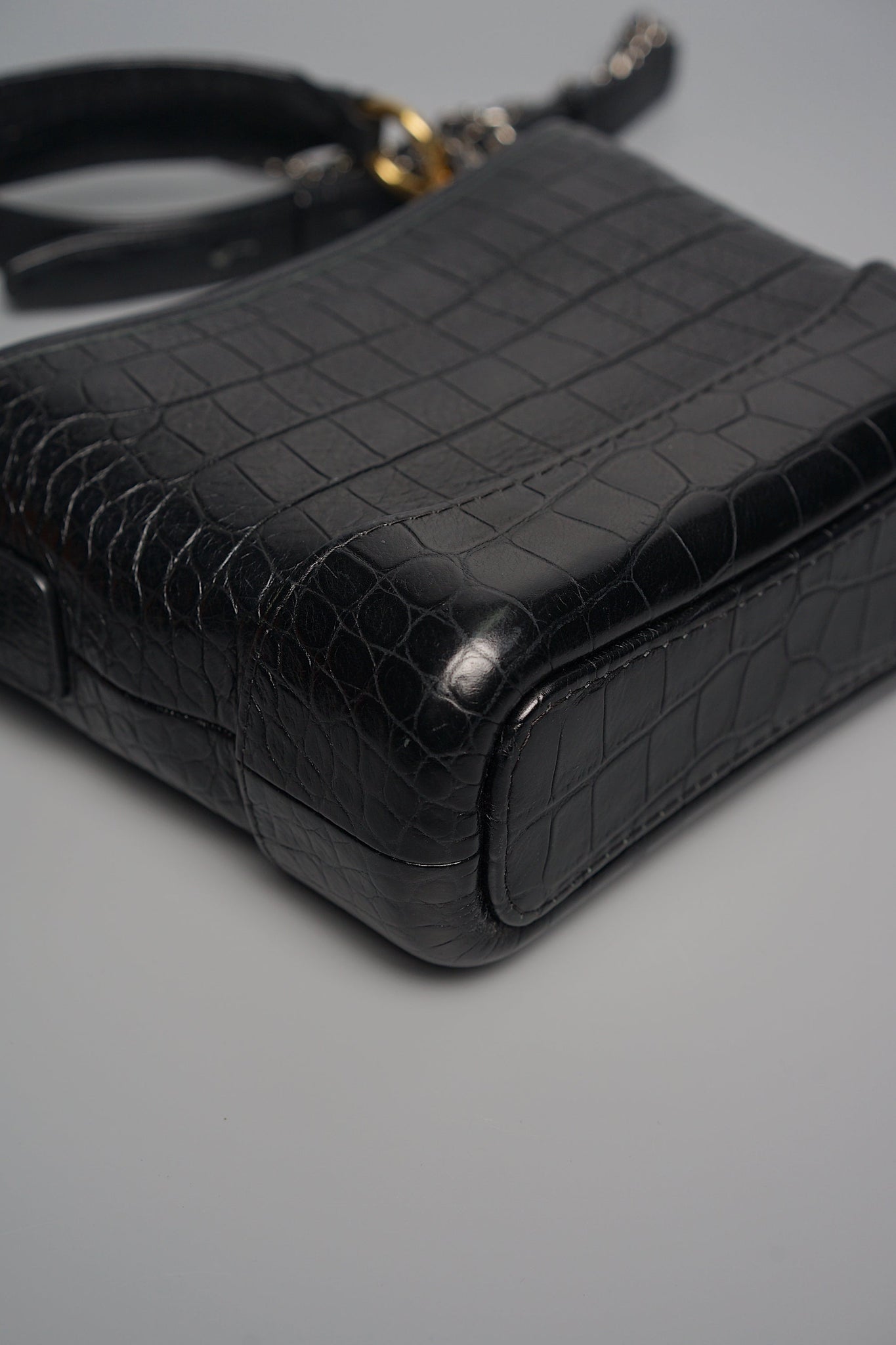 Chanel Gabrielle Small in Black Embossed Croc