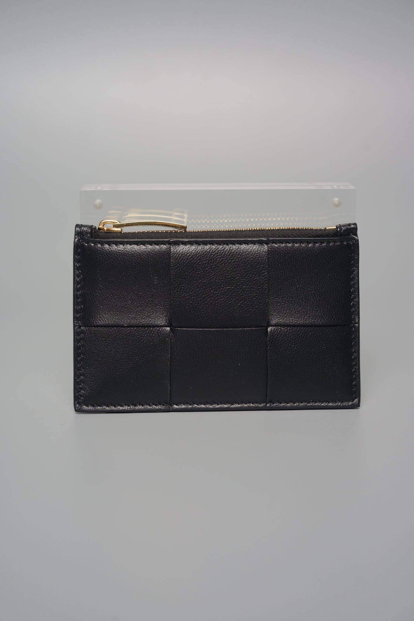 Bottega Zipped Card Case in Black