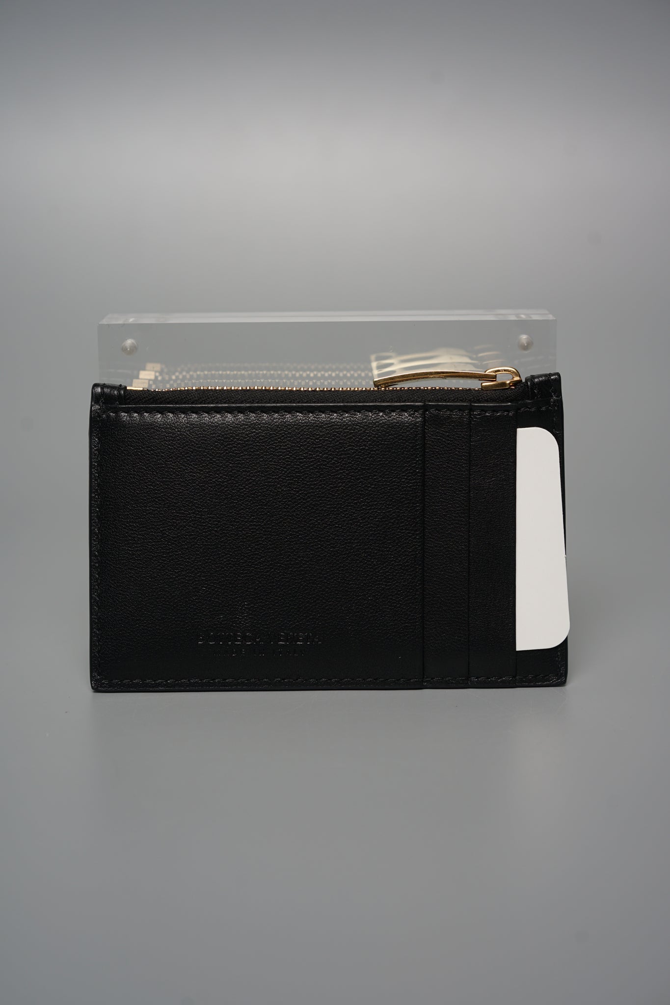 Bottega Zipped Card Case in Black