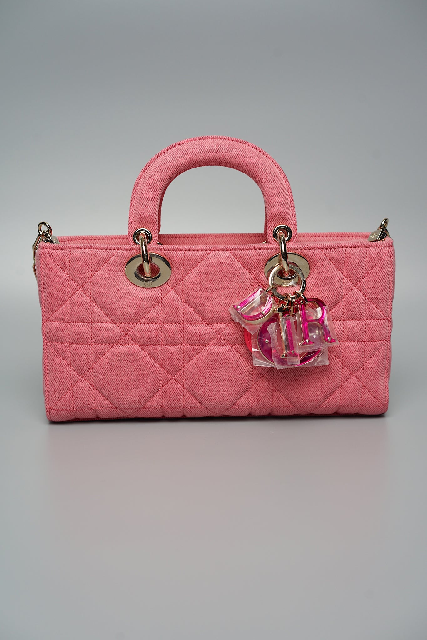 Dior Medium Lady D-Joy Bag in Pink Denim Lghw (Brand New)
