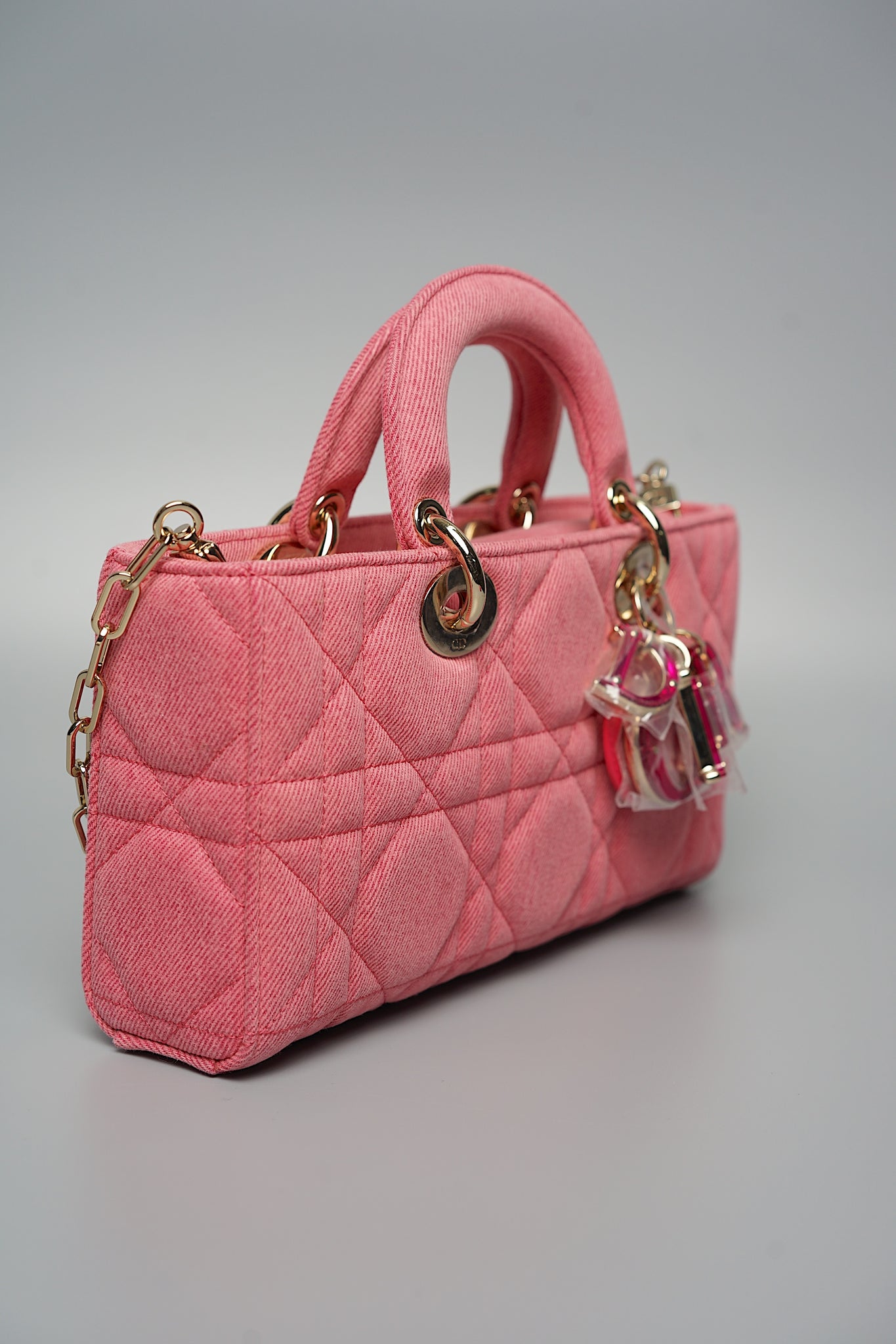 Dior Medium Lady D-Joy Bag in Pink Denim Lghw (Brand New)