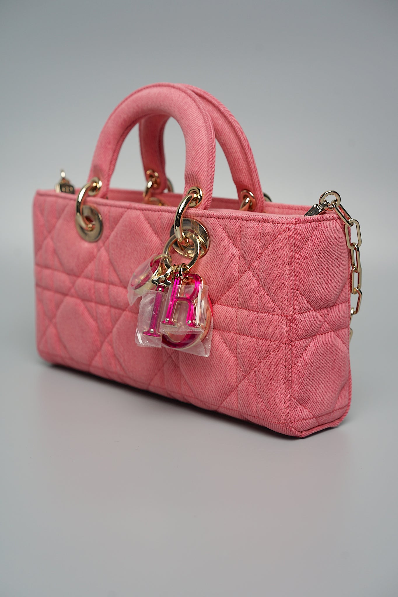 Dior Medium Lady D-Joy Bag in Pink Denim Lghw (Brand New)