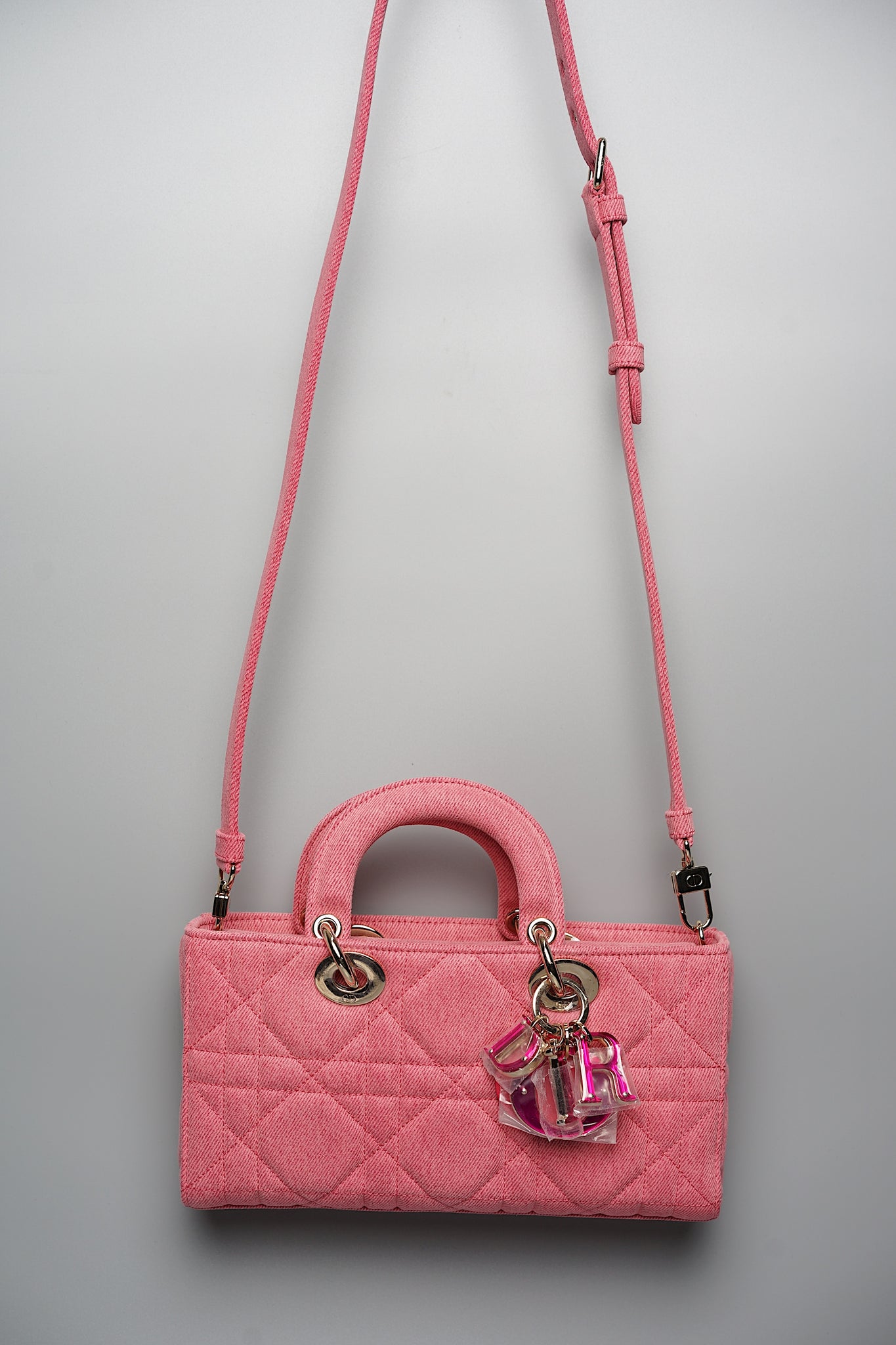 Dior Medium Lady D-Joy Bag in Pink Denim Lghw (Brand New)