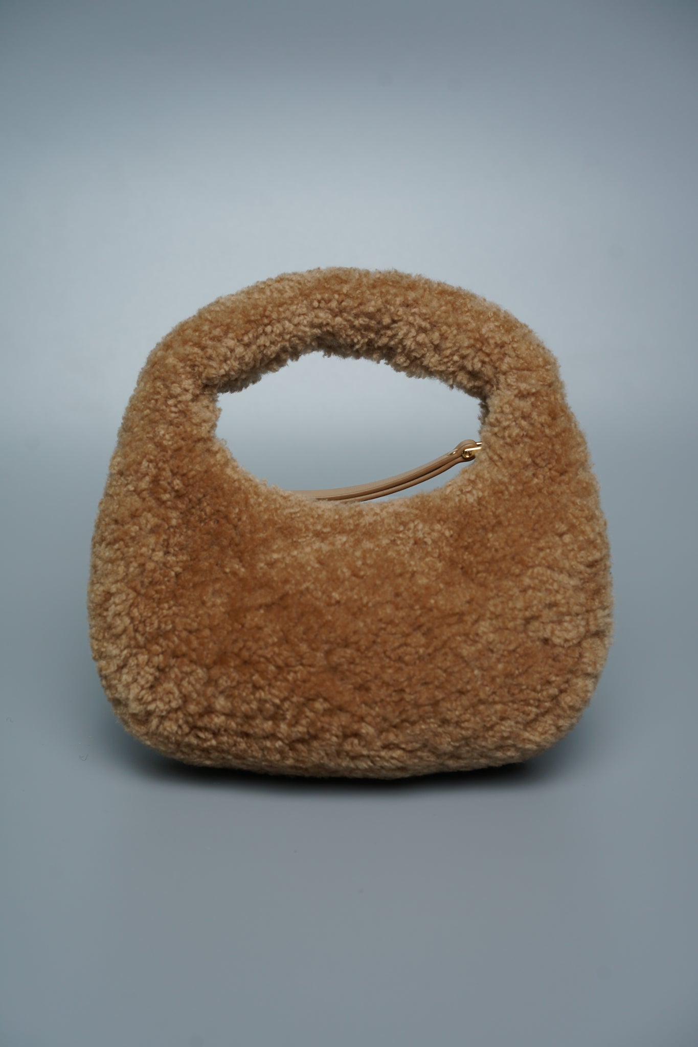 Miu Miu Wander Shearling Hobo Mini Bag in Caramel Lghw