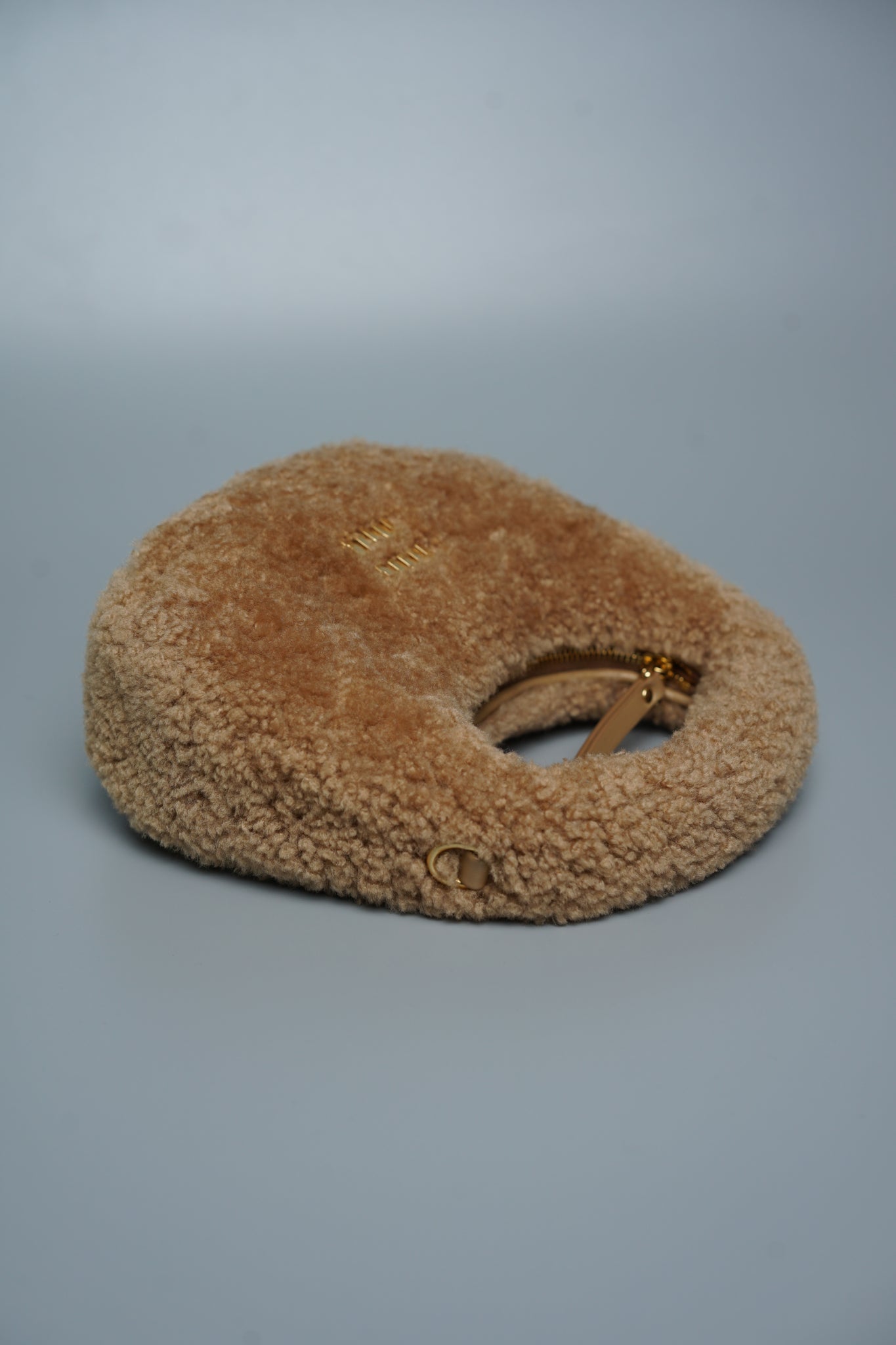 Miu Miu Wander Shearling Hobo Mini Bag in Caramel Lghw