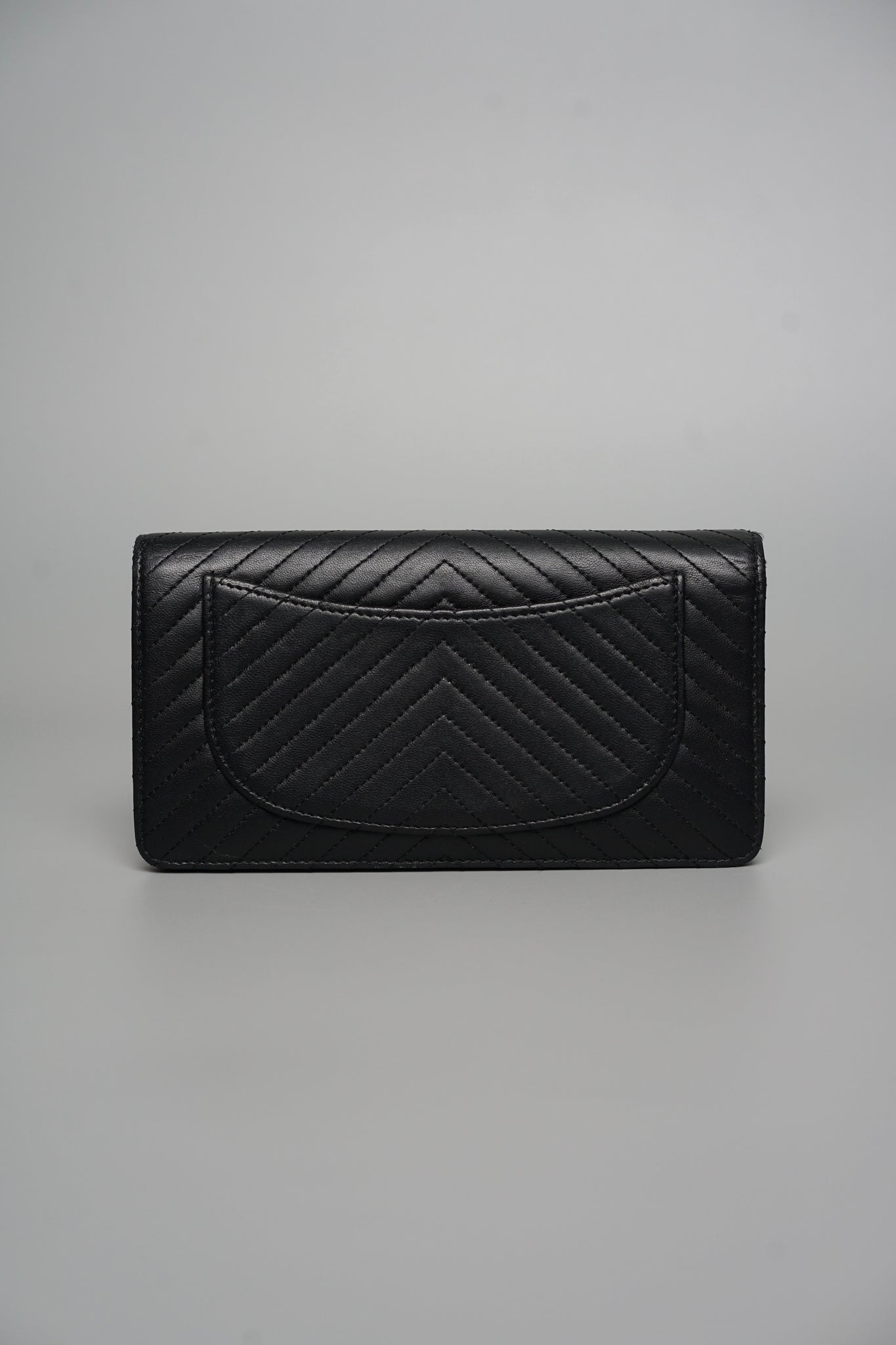 Chanel Long Flap Wallet in Black Lambskin