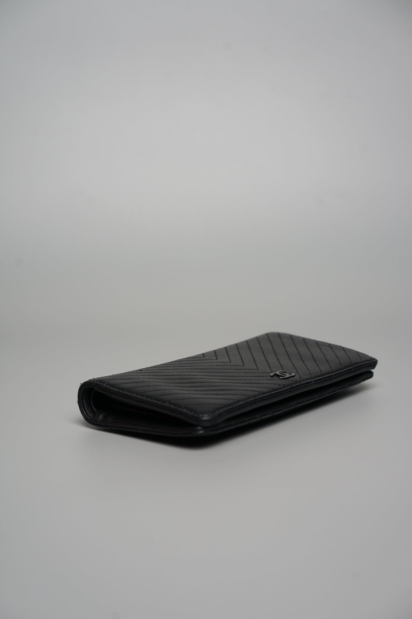 Chanel Long Flap Wallet in Black Lambskin