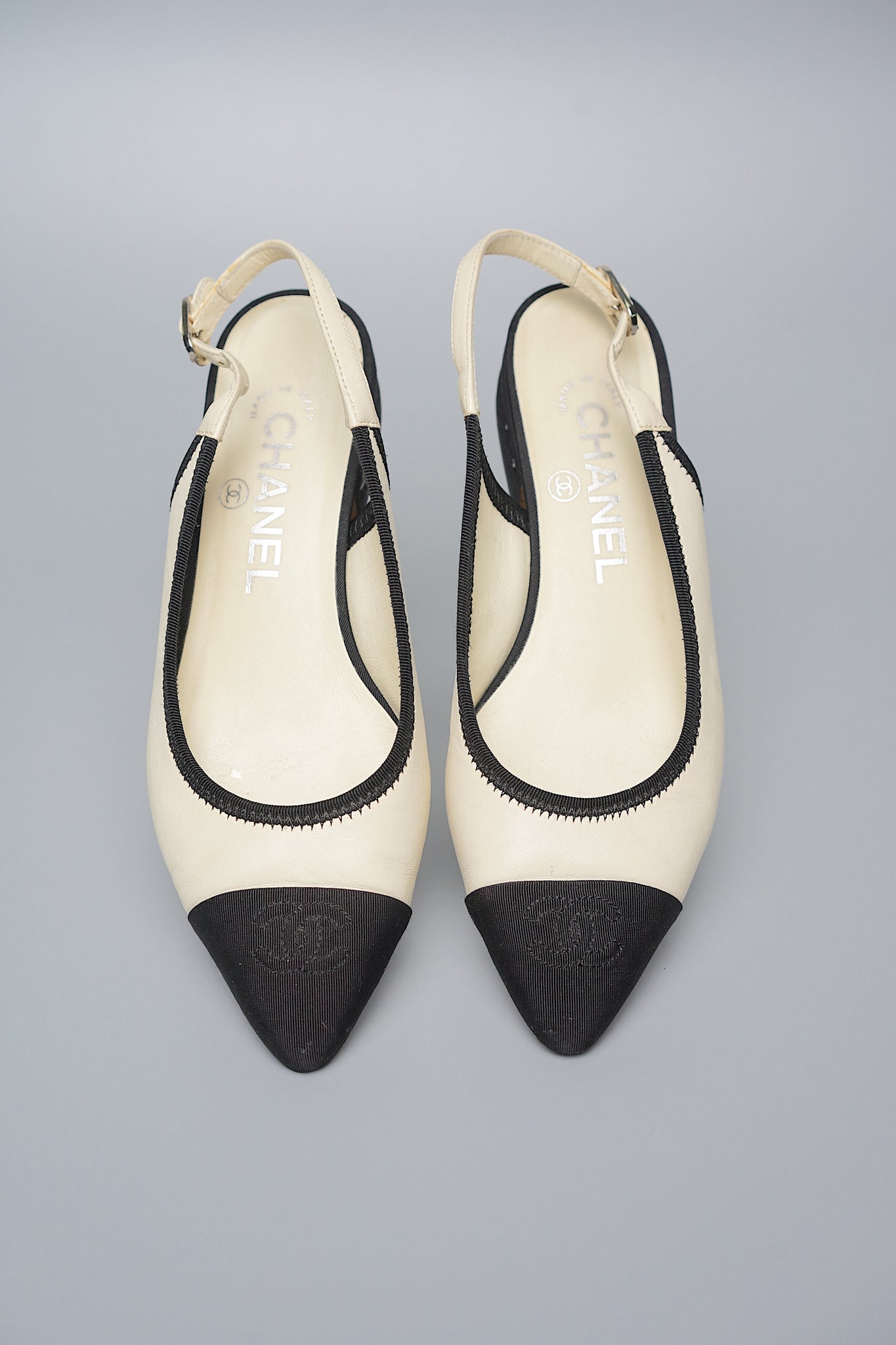Chanel Monochrome Slingbacks Shw in Size 35