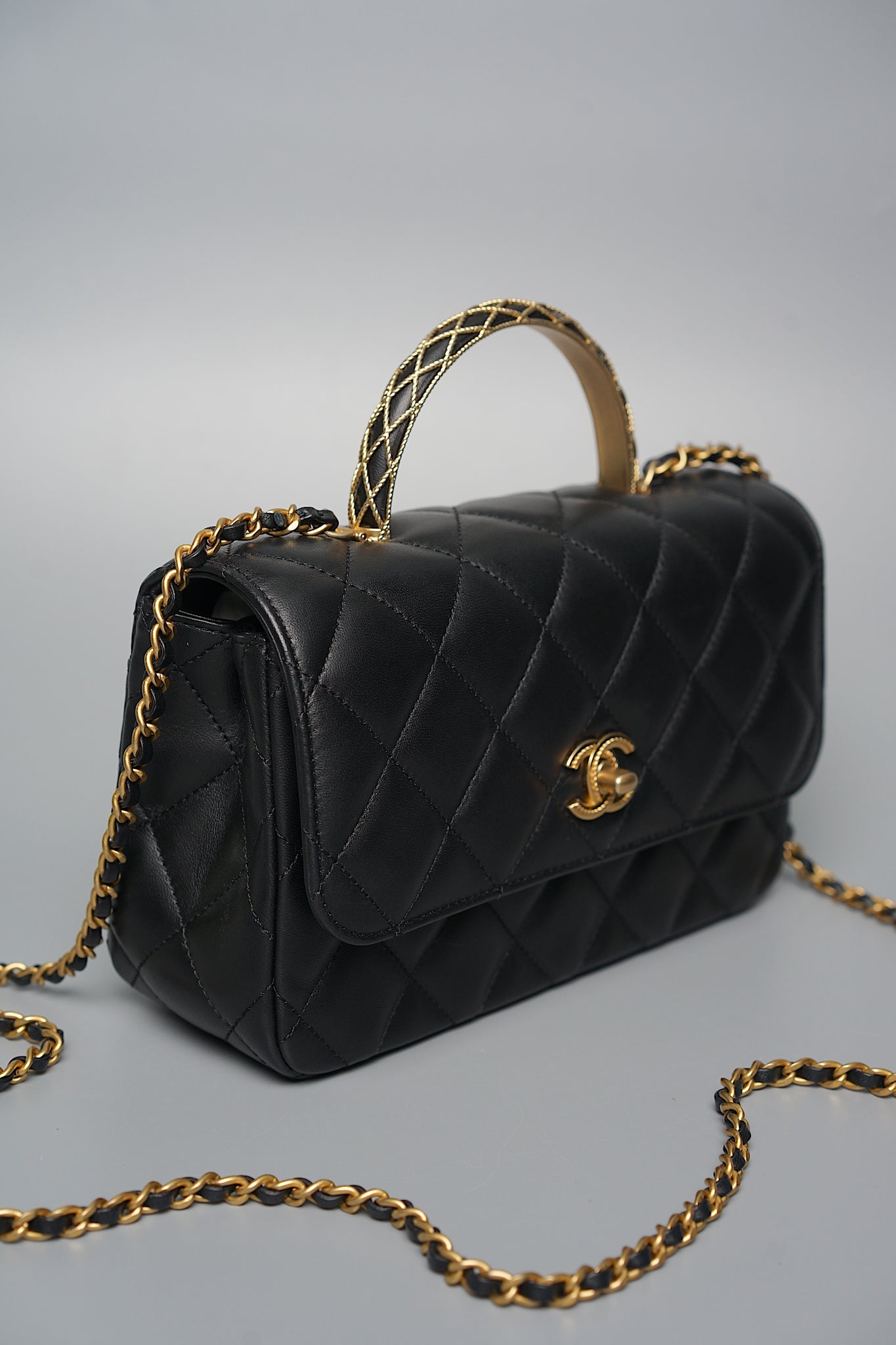 Chanel Seasonal Top Handle in Black Bghw (Brand New)
