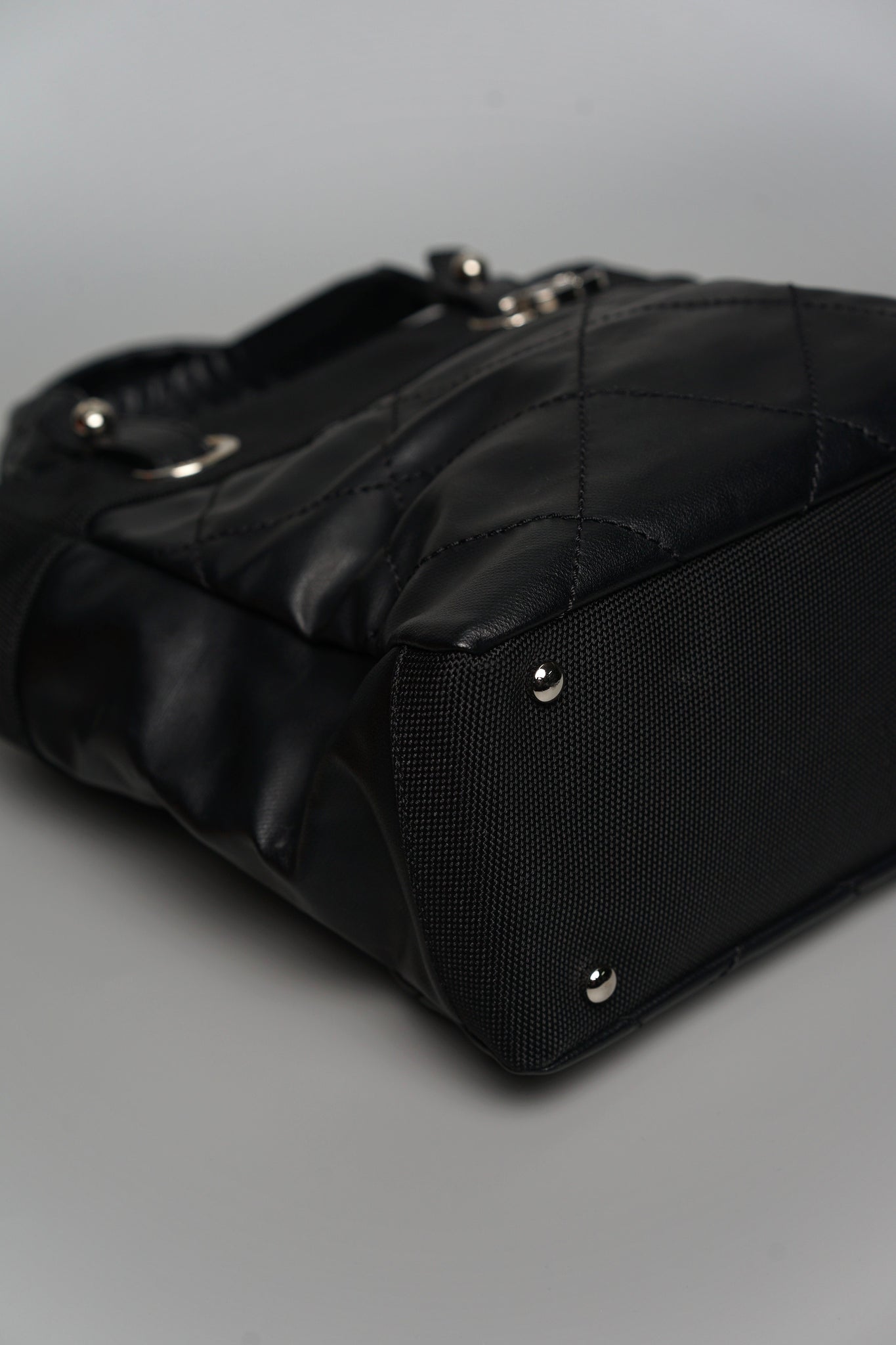 Chanel Biarritz Tote Quilted Coated Canvas in Black Shw