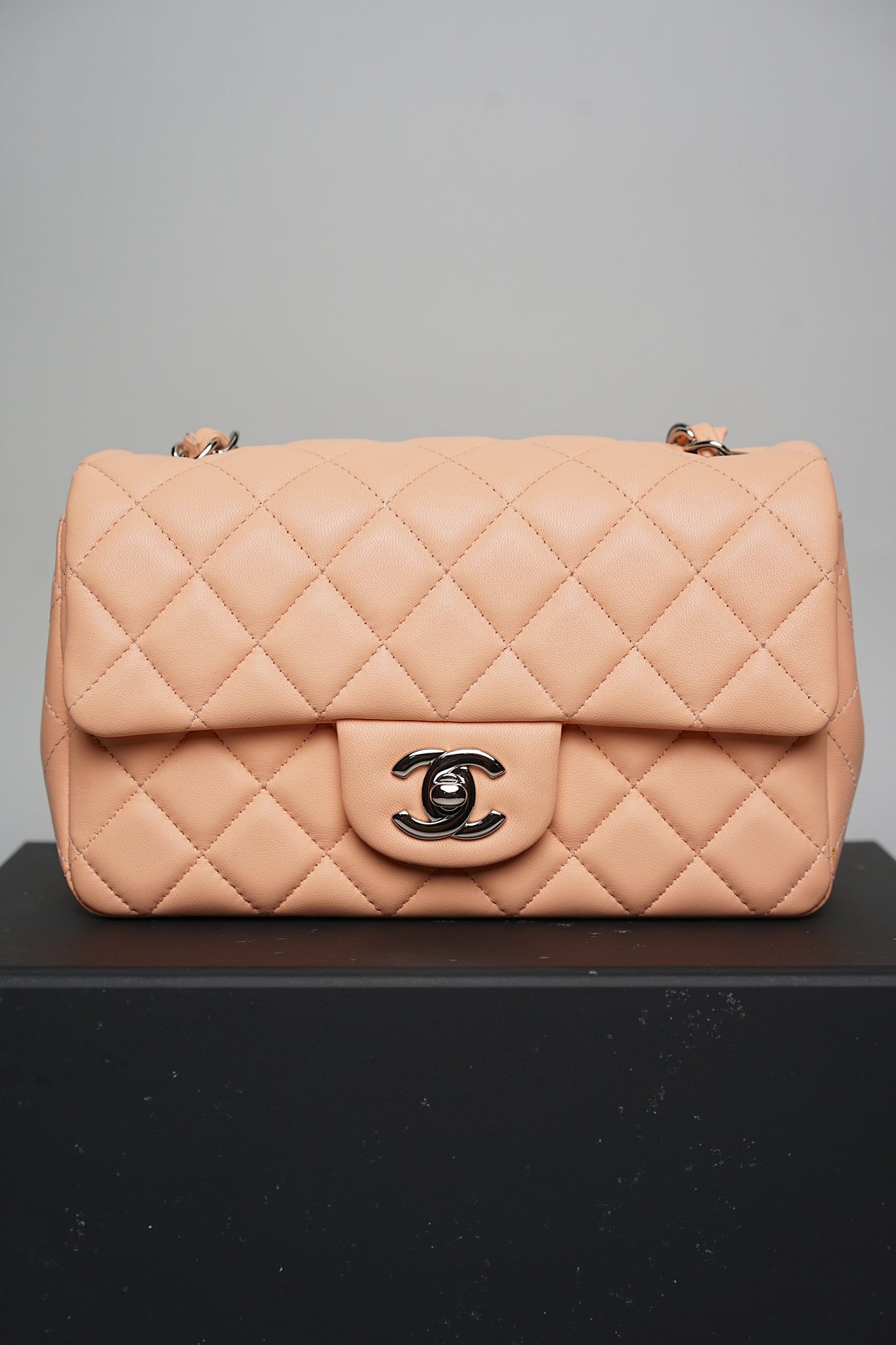Chanel Mini Flap Bag in Peach Lambskin Shw