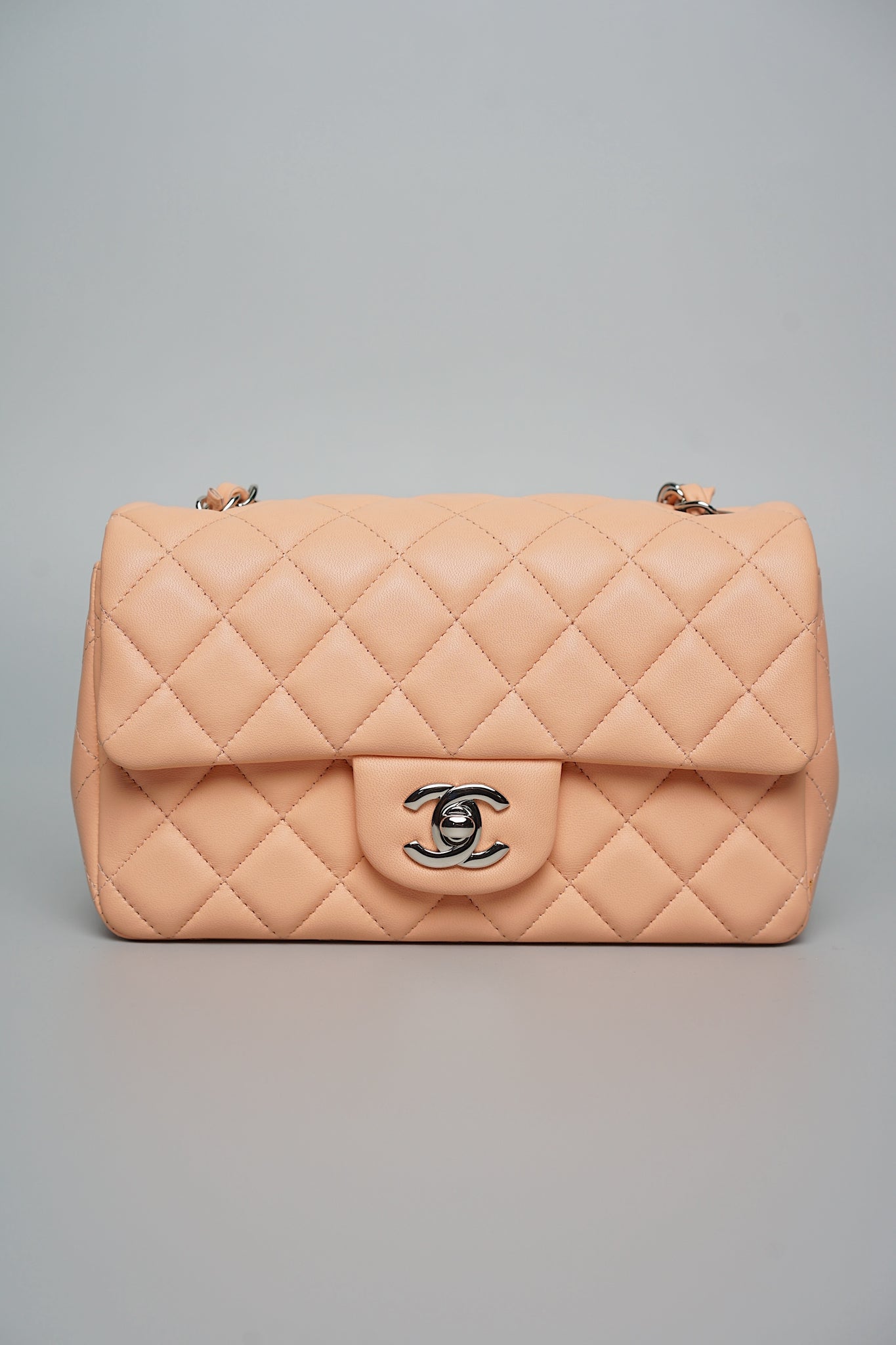 Chanel Mini Flap Bag in Peach Lambskin Shw