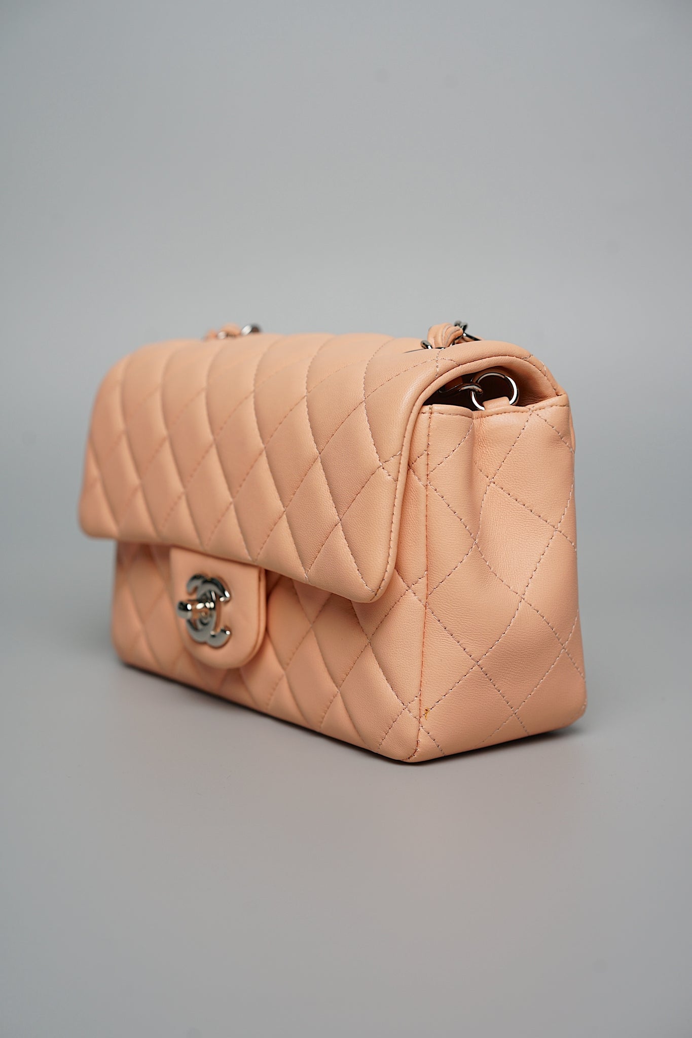 Chanel Mini Flap Bag in Peach Lambskin Shw